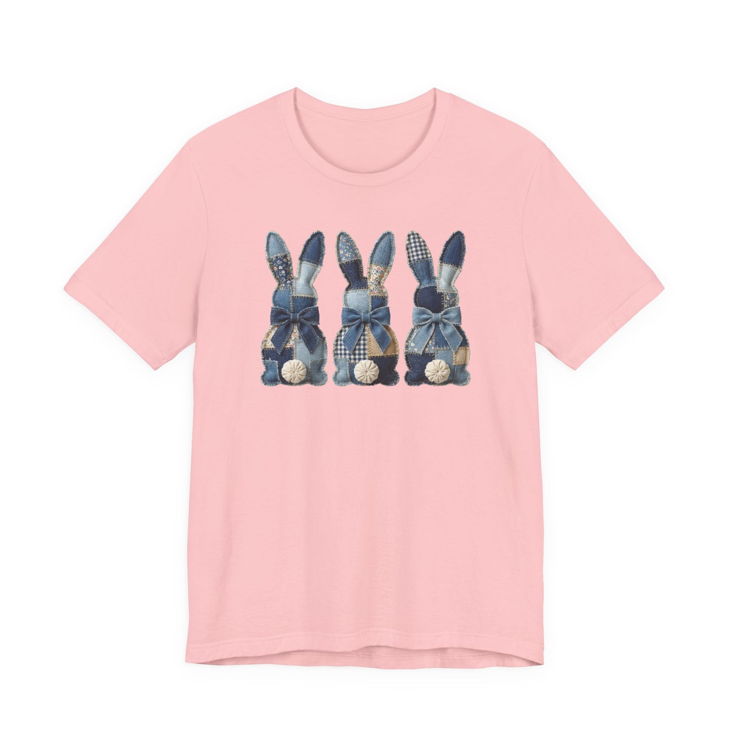 Denim Patch Easter Bunny Trio Rustic Spring Design T-shirt