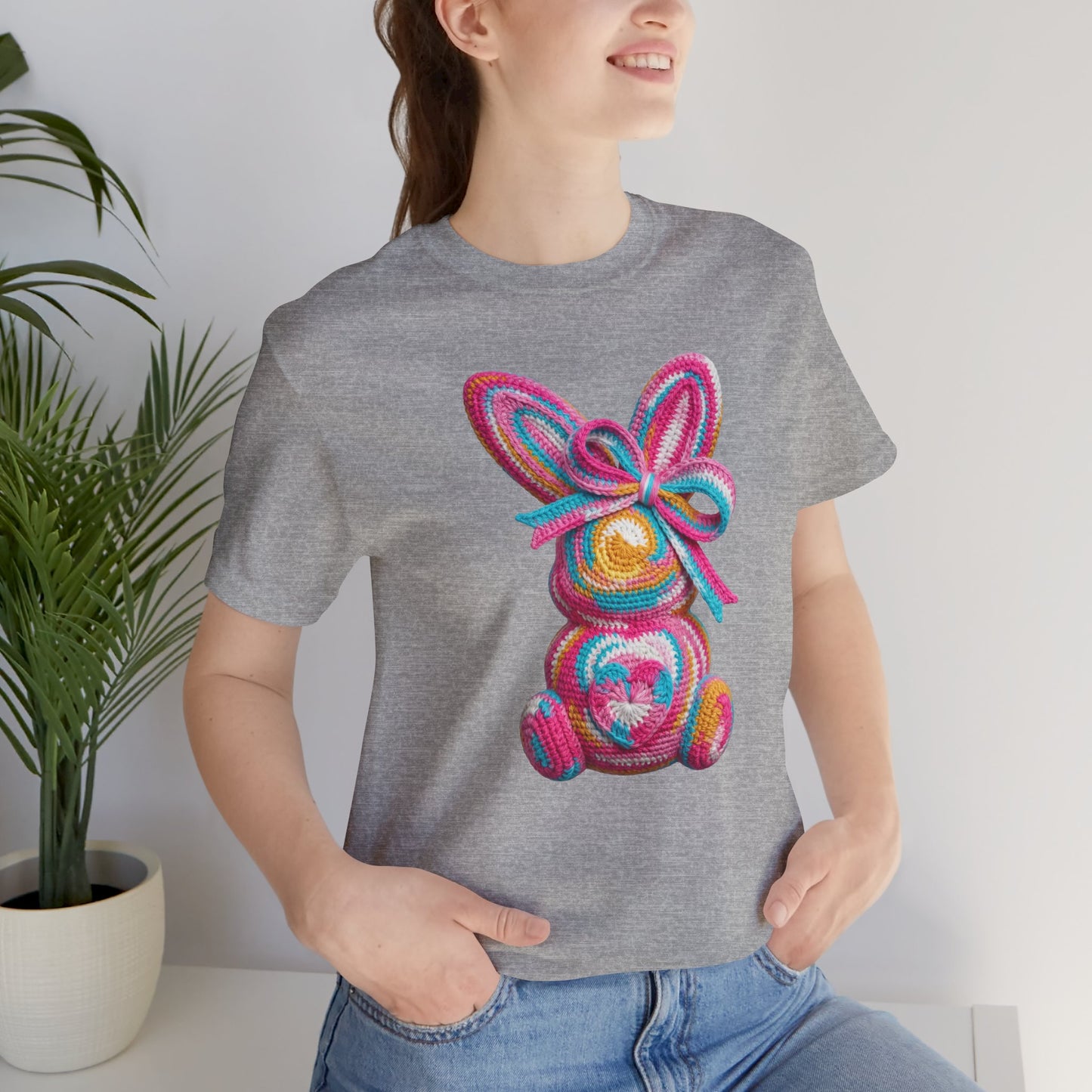 Crochet Easter Bunny with Heart Detail Spring Design T-shirt