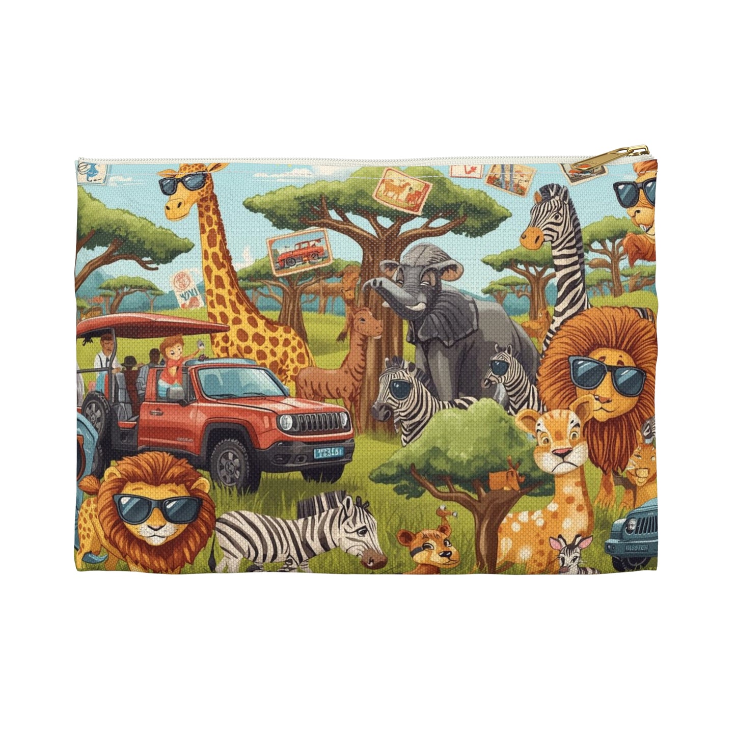 Safari Adventure Cartoon Wildlife Travel & Passport Pouch