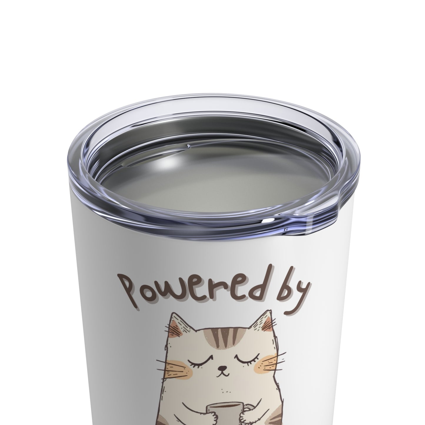 Powered by Coffee and Low Expectations Cute Cat Travel Mug - 10oz Stainless Steel Tumbler