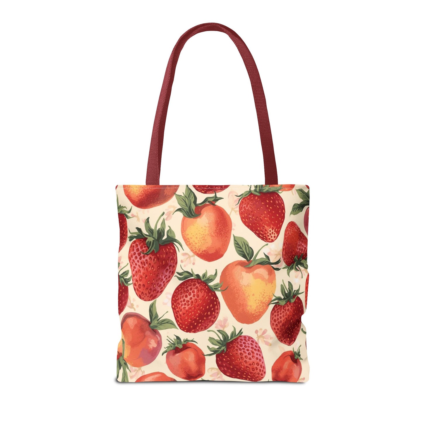 Strawberry Delight Playful Fruit Pattern Cotton Canvas Tote Bag