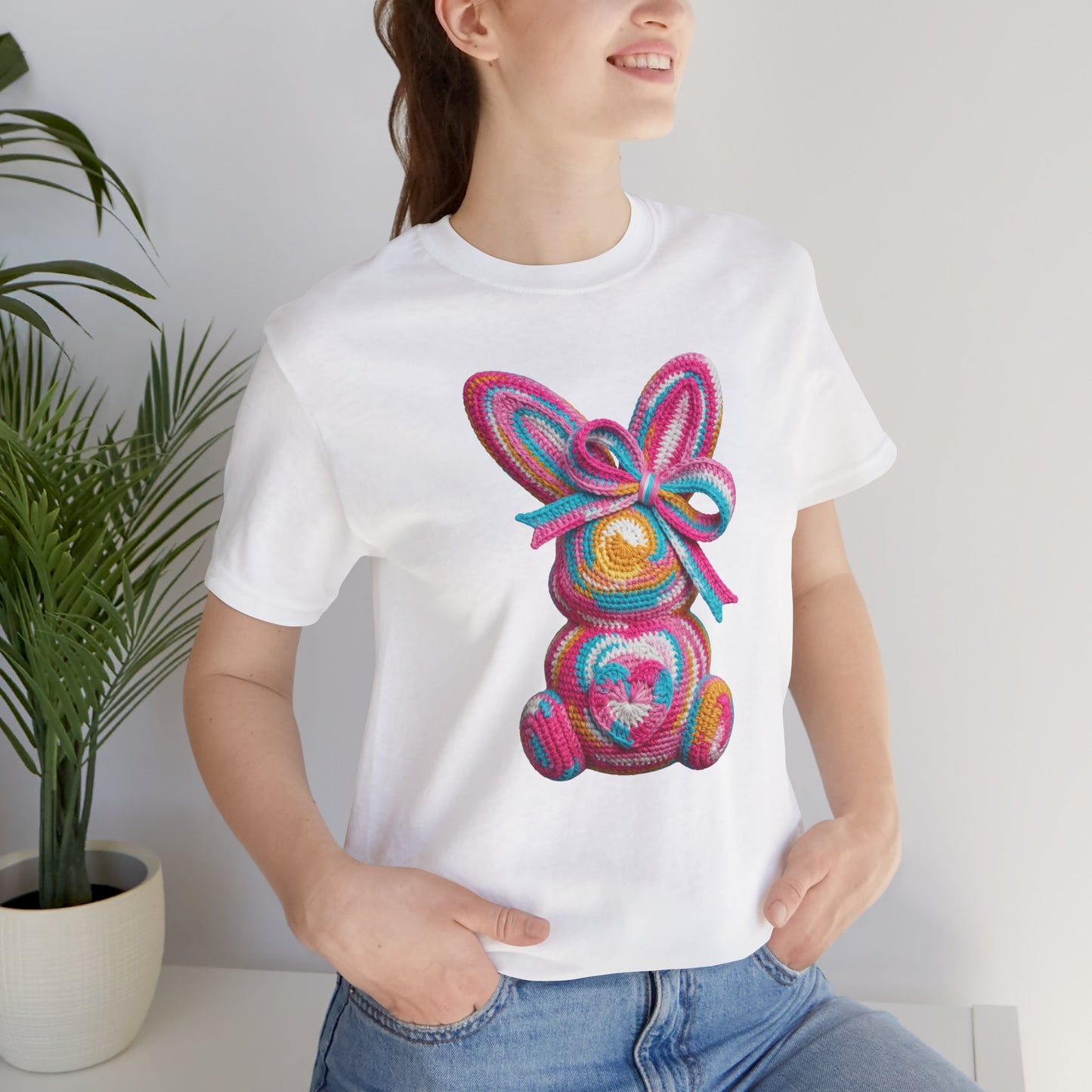 Crochet Easter Bunny with Heart Detail Spring Design T-shirt