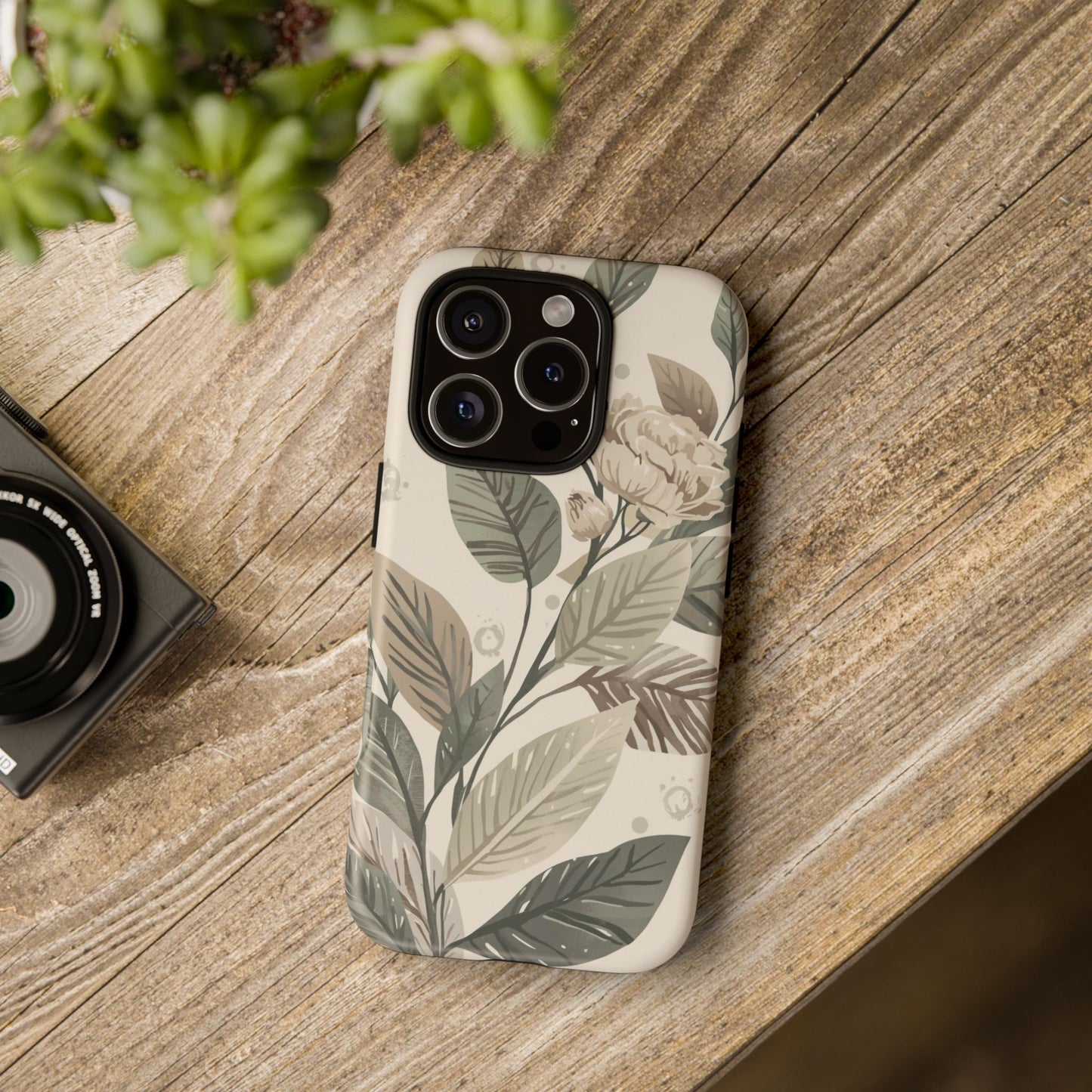 Muted Botanical Leaves Tough Protective iPhone Case