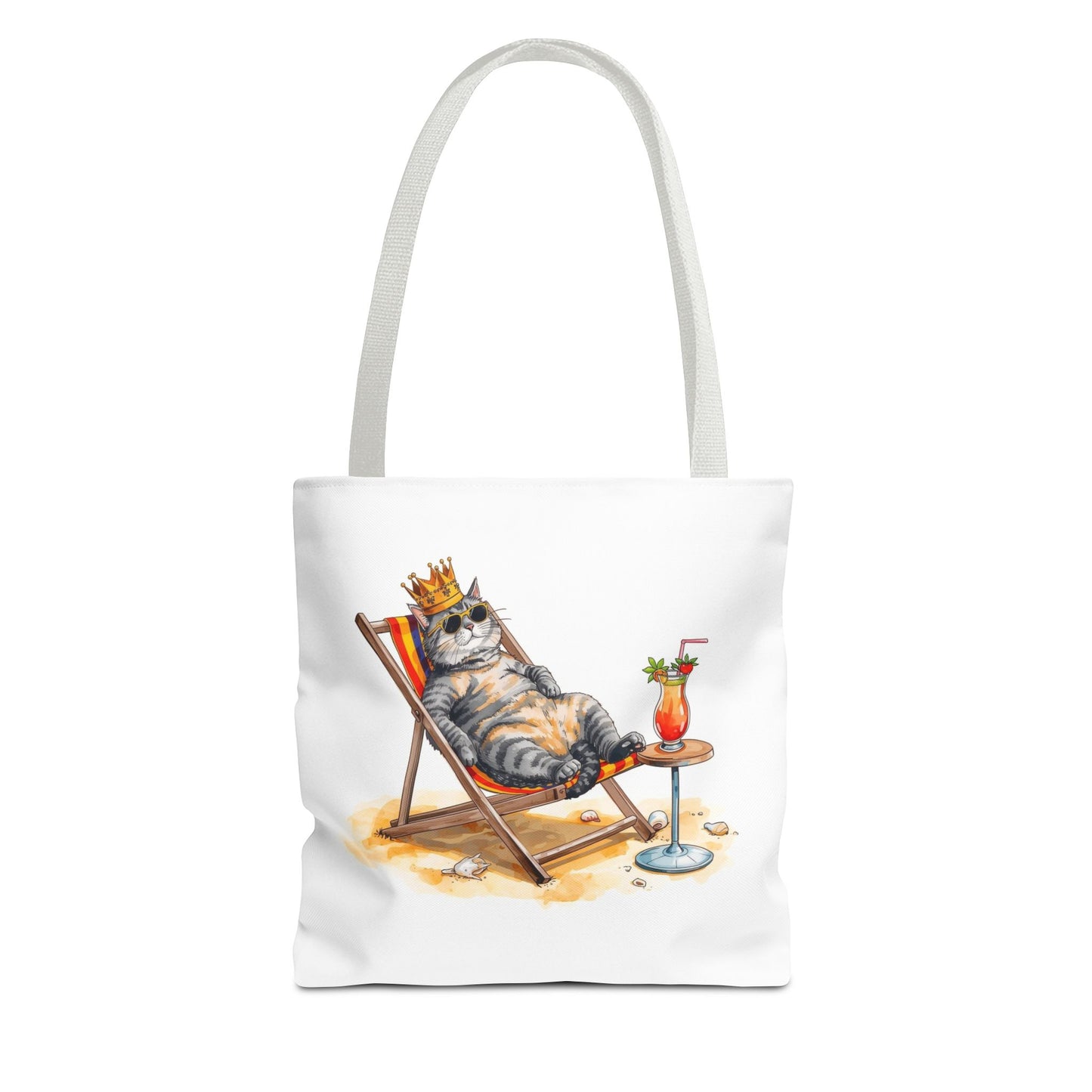 Living the Good Life Cat Playful Animal Illustration Cotton Canvas Tote Bag