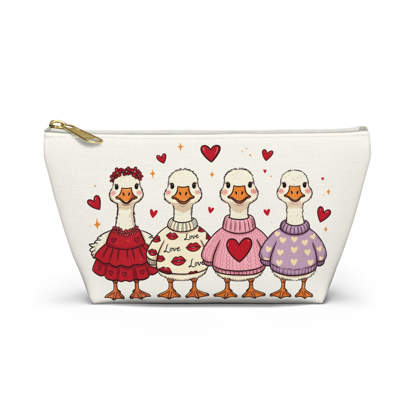 Love Is in the Flock Goose Valentine Makeup Bag Cosmetic Pouch