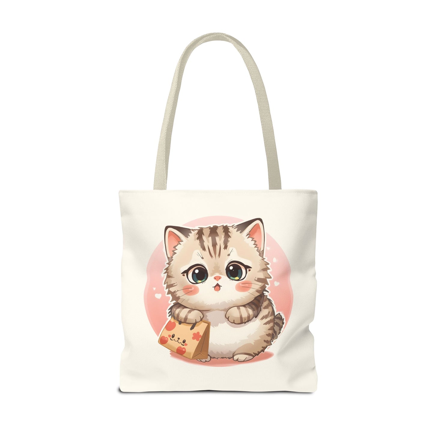 Cute Kitten Shopping Adorable Cat Illustration Cotton Canvas Tote Bag