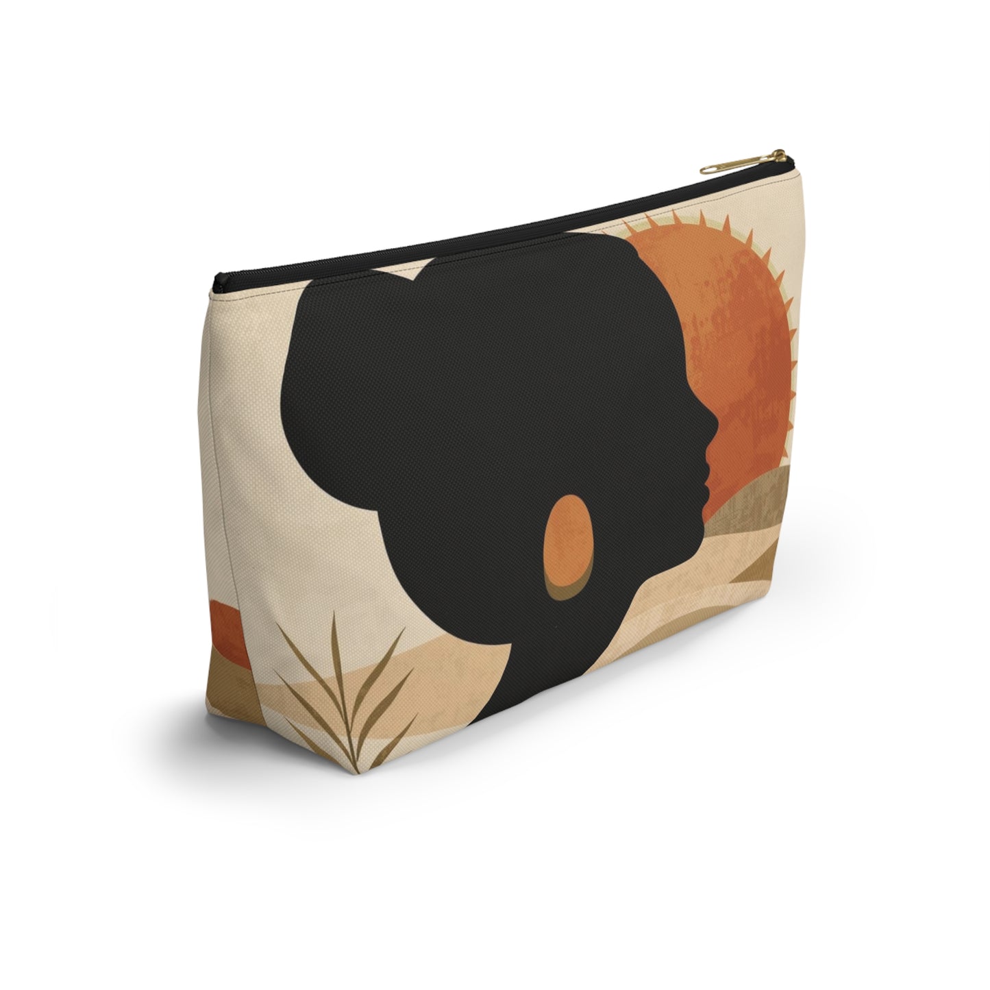 Golden Horizon Abstract Silhouette Makeup Bag | Cosmetic Pouch