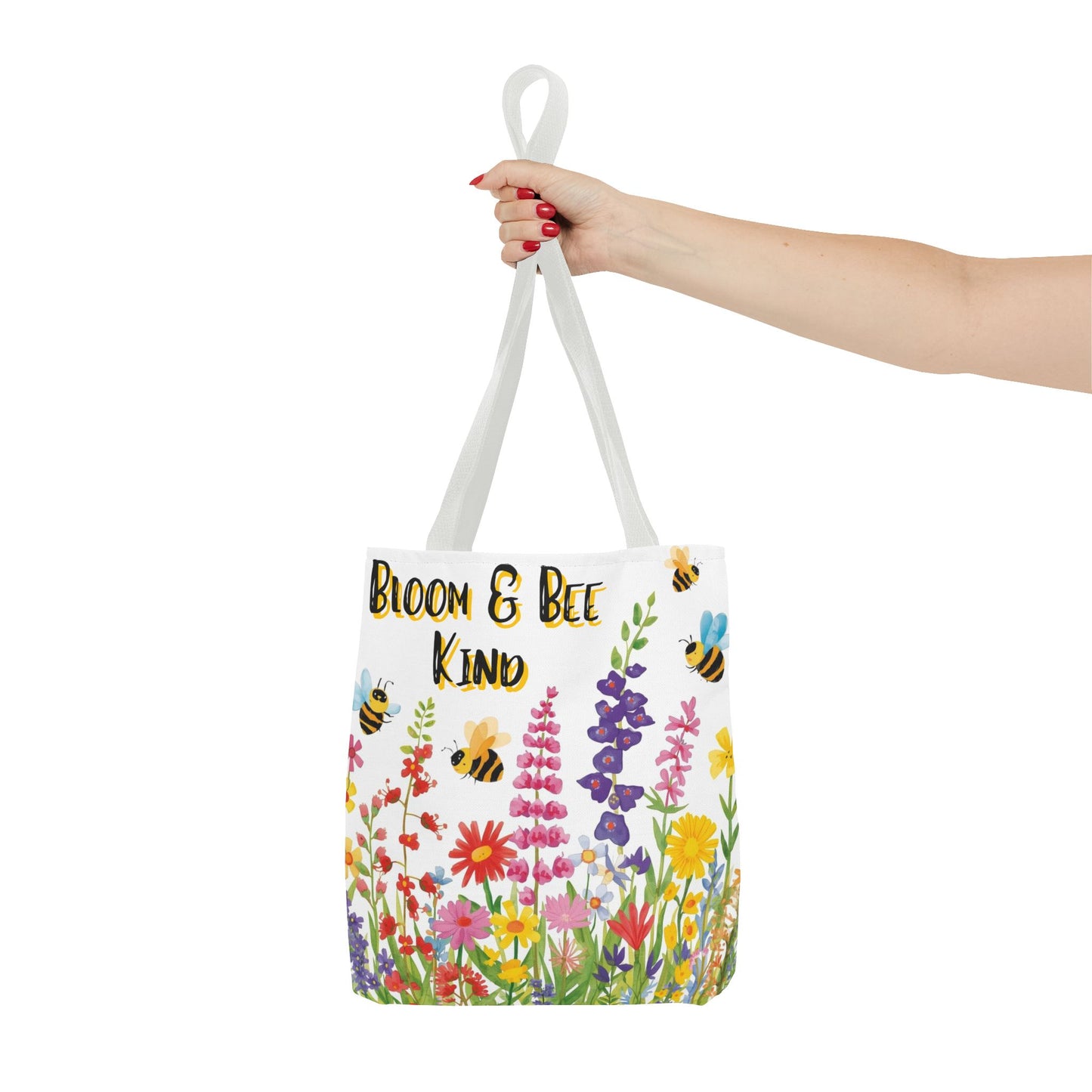 Bloom & Bee Kind Floral Bee Illustration Cotton Canvas Tote Bag