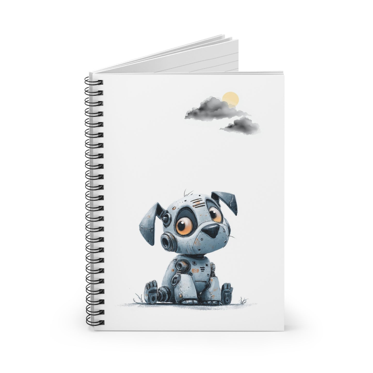 Gentle Robo Puppy Spiral Notebook Ruled Lined Journal for Notes & Planning