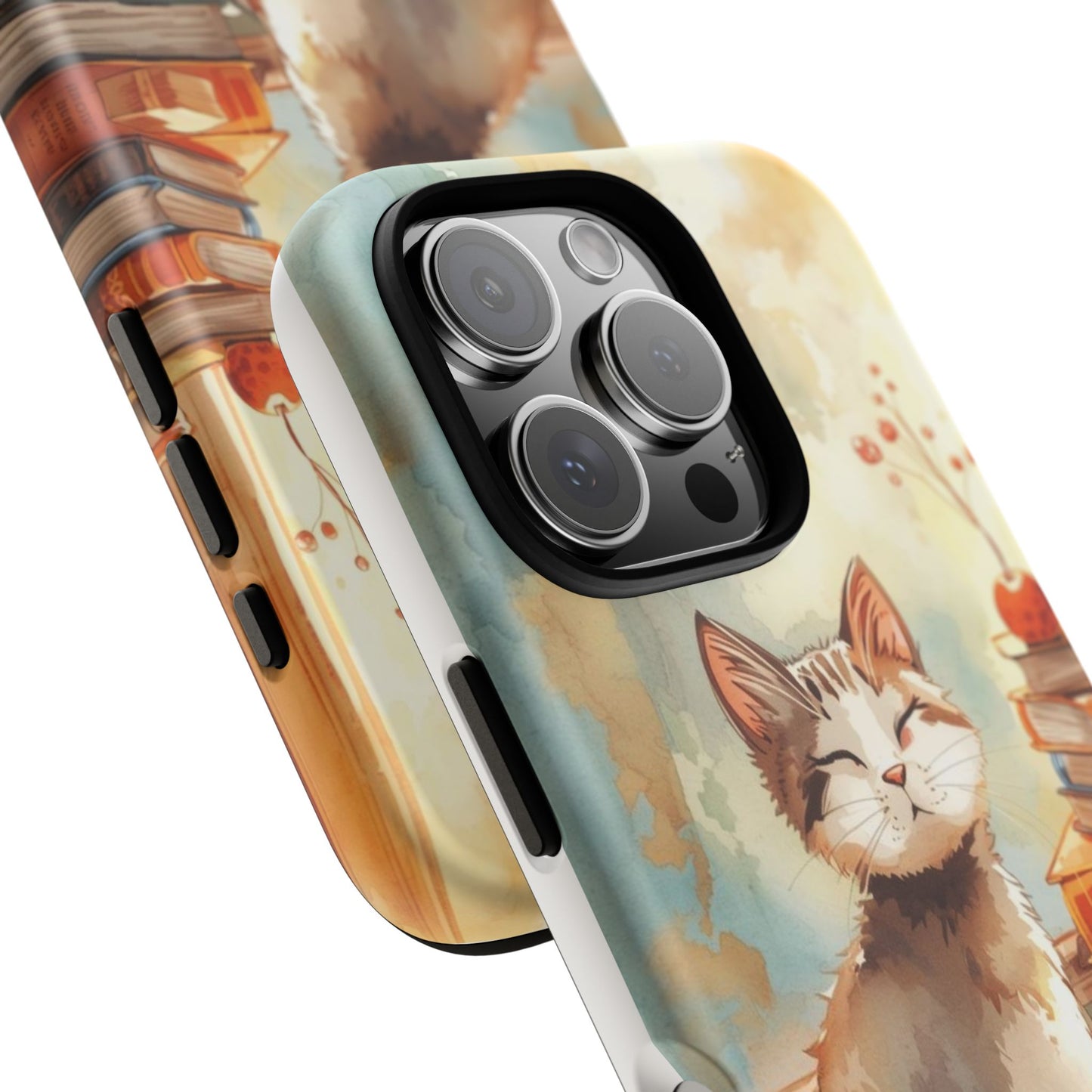 Cozy Cat with Books Tough Protective iPhone Case