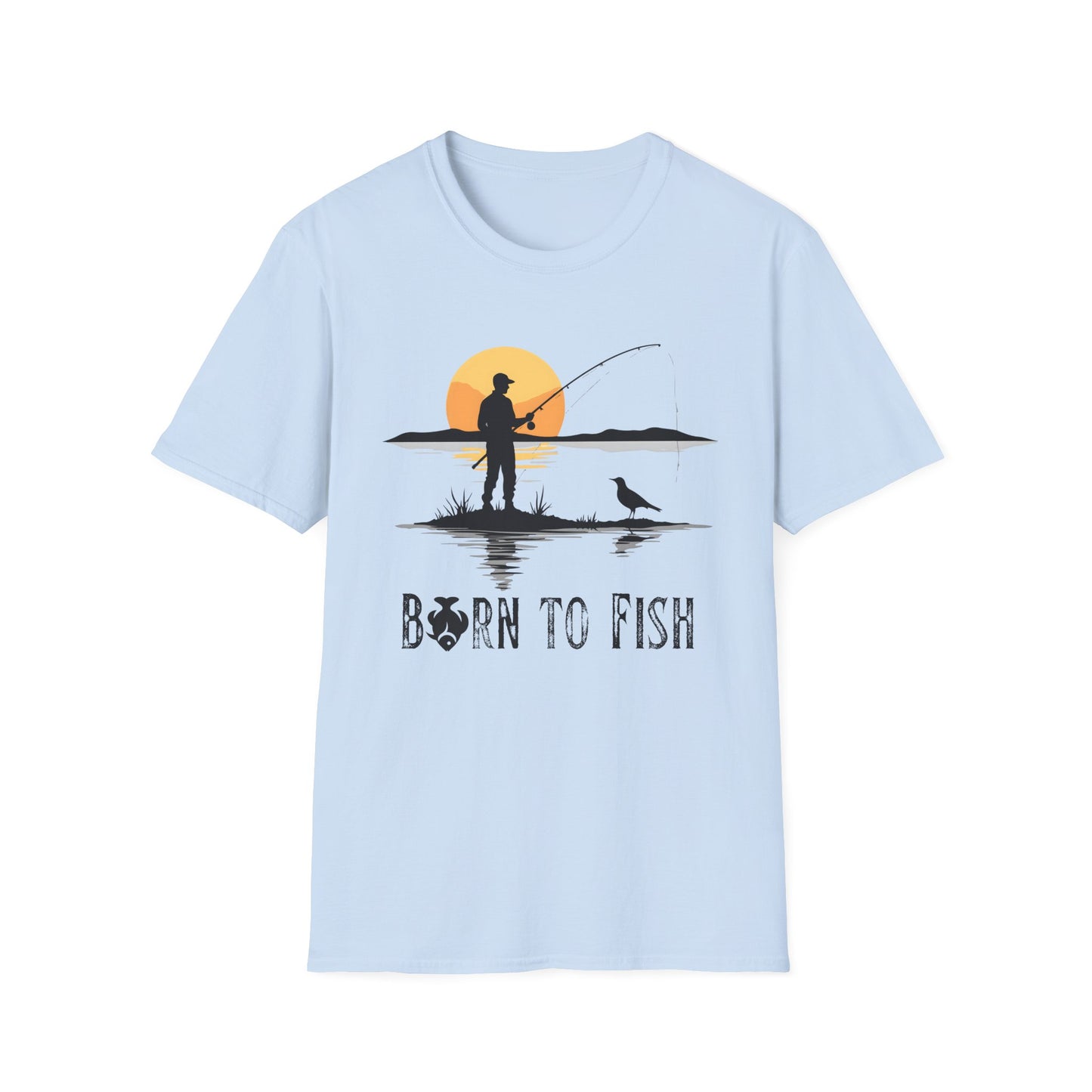 Born to Fish T-Shirt — Fisherman Silhouette Sunset Tee