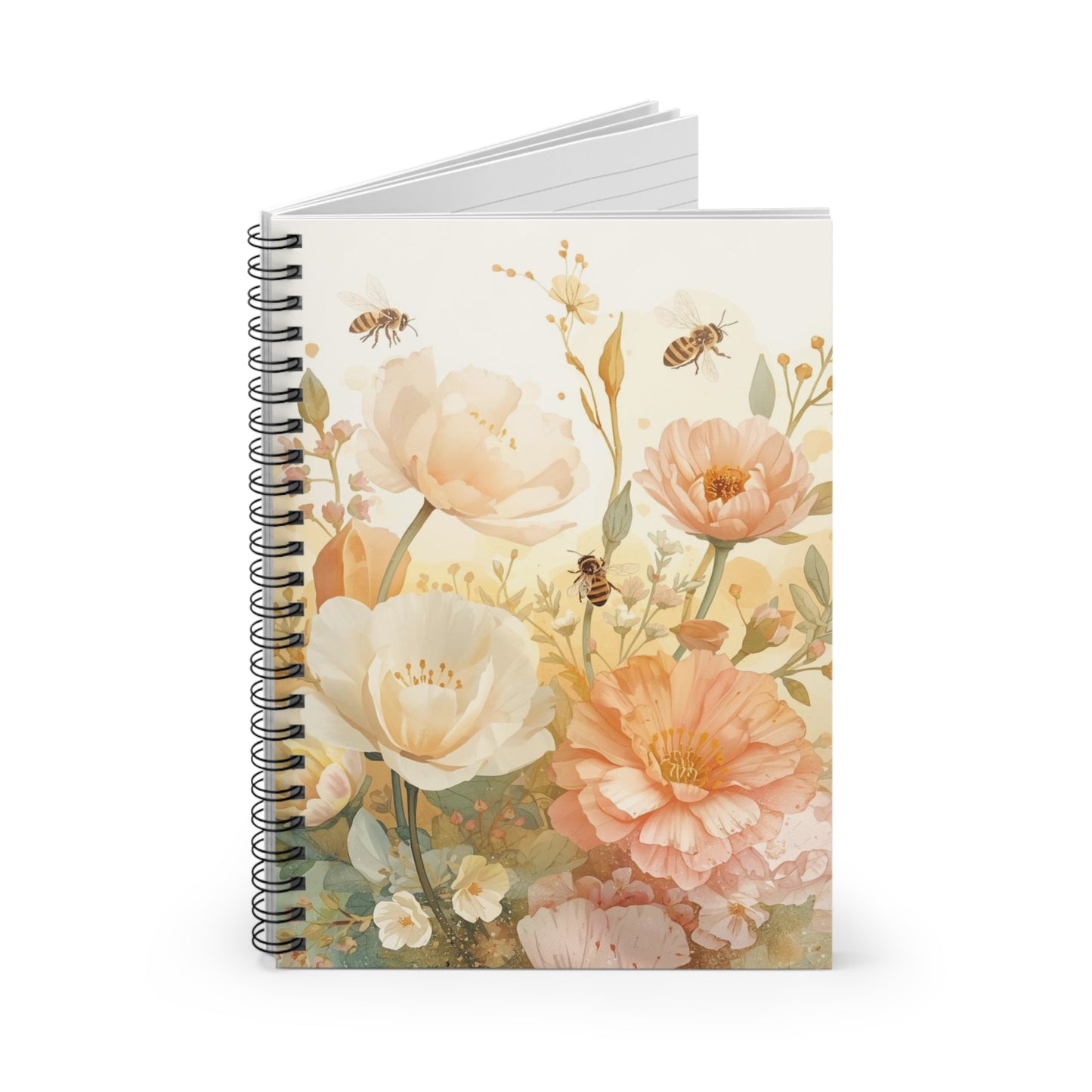 Honey Bee Blossom Notebook – Warm Pastel Garden Journal