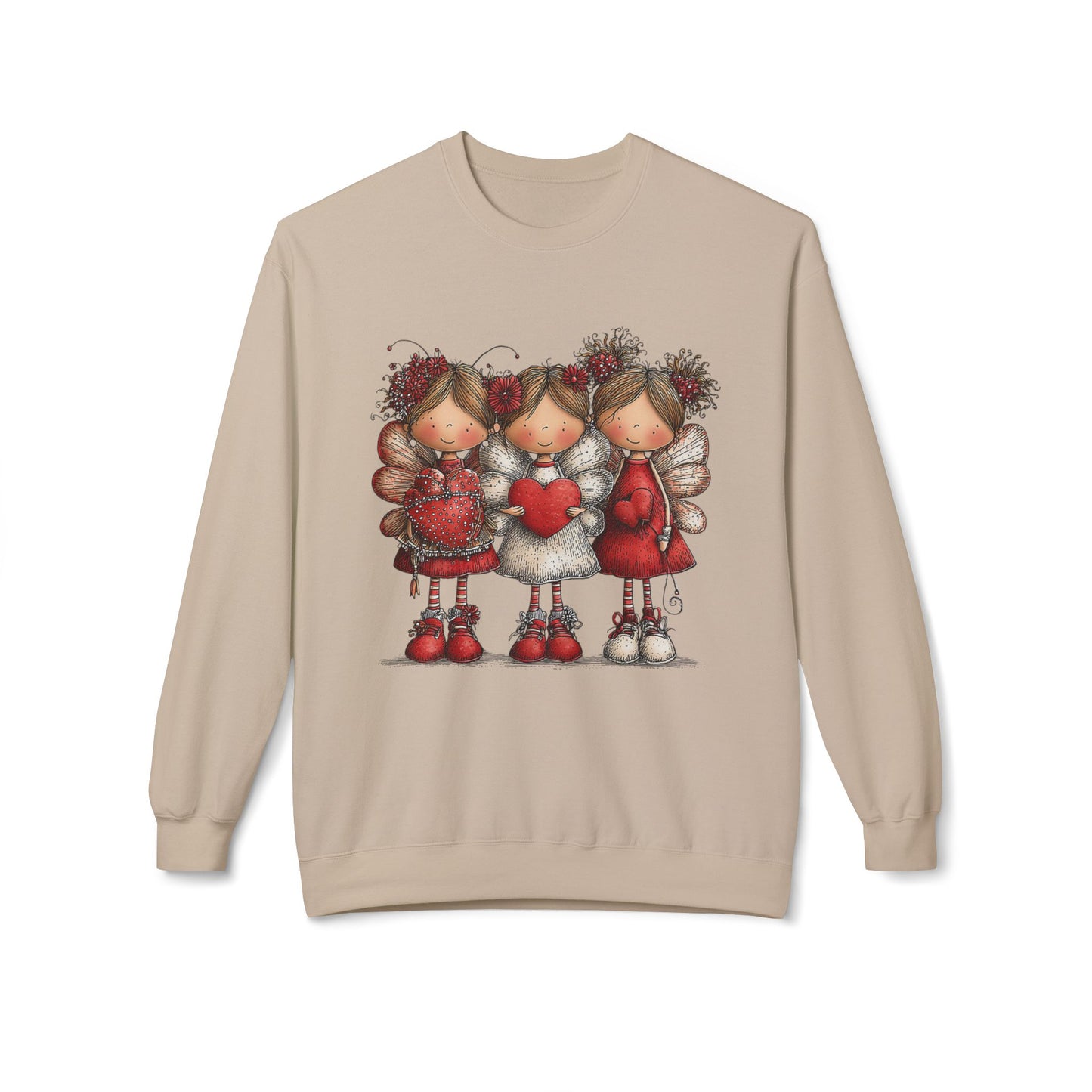 Angels of the Heart - Cute Valentine Sweatshirt Cozy Love Illustration