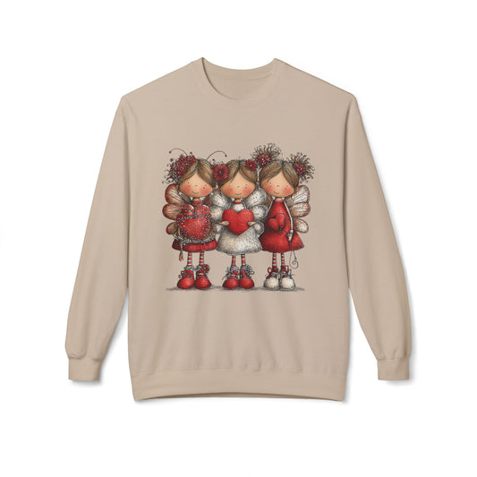 Angels of the Heart - Cute Valentine Sweatshirt Cozy Love Illustration
