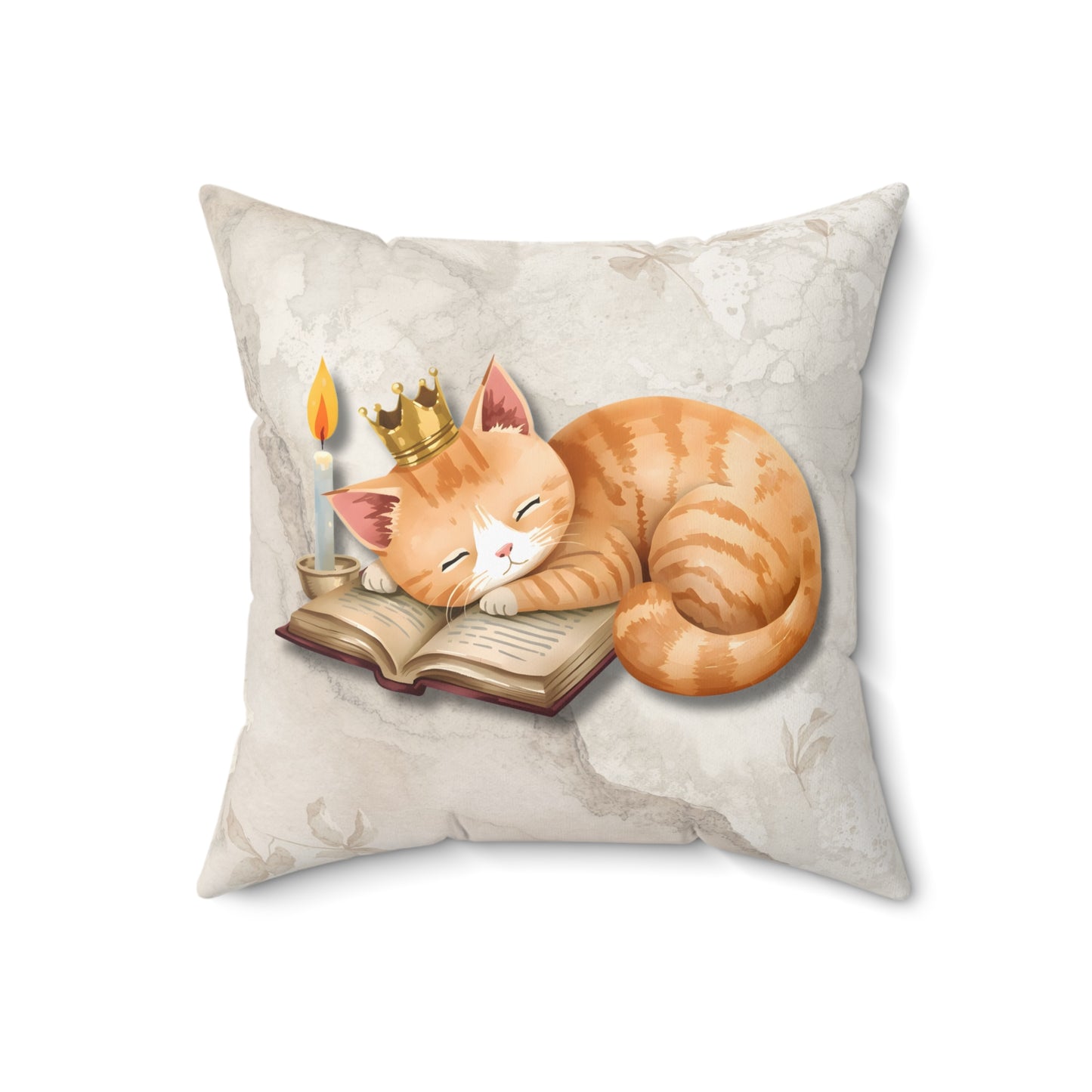 Once Upon a Nap Storytime Sleeping Ginger Cat Lover Gift Decorative Throw Pillow