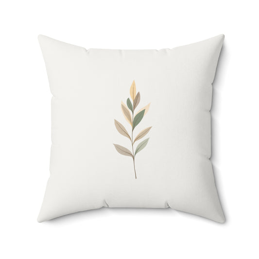 Minimalist Botanical Throw Pillow - Quiet Botanicals No. 9 — Neutral Watercolor Wildflowers Square Throw Pillow
