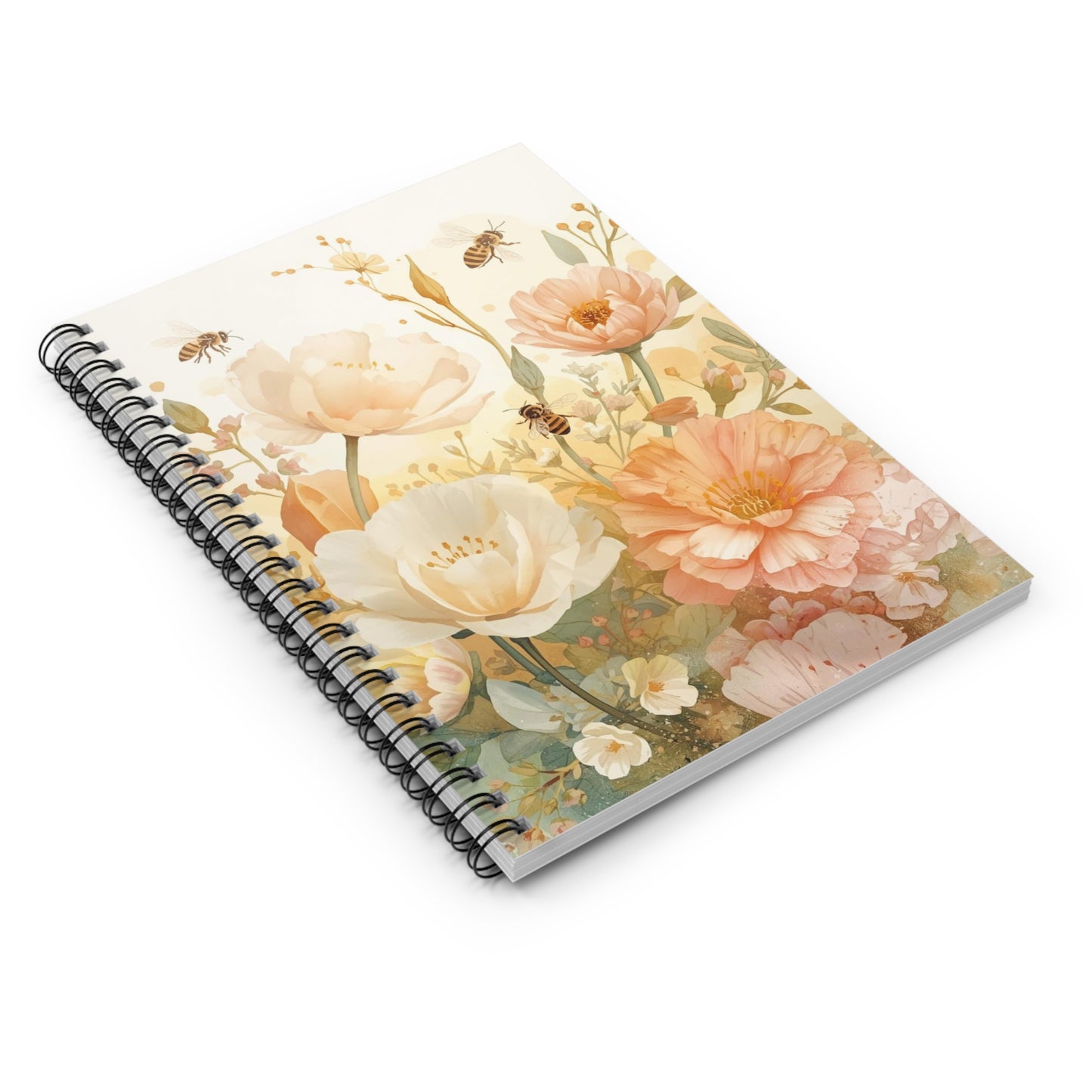 Honey Bee Blossom Notebook – Warm Pastel Garden Journal