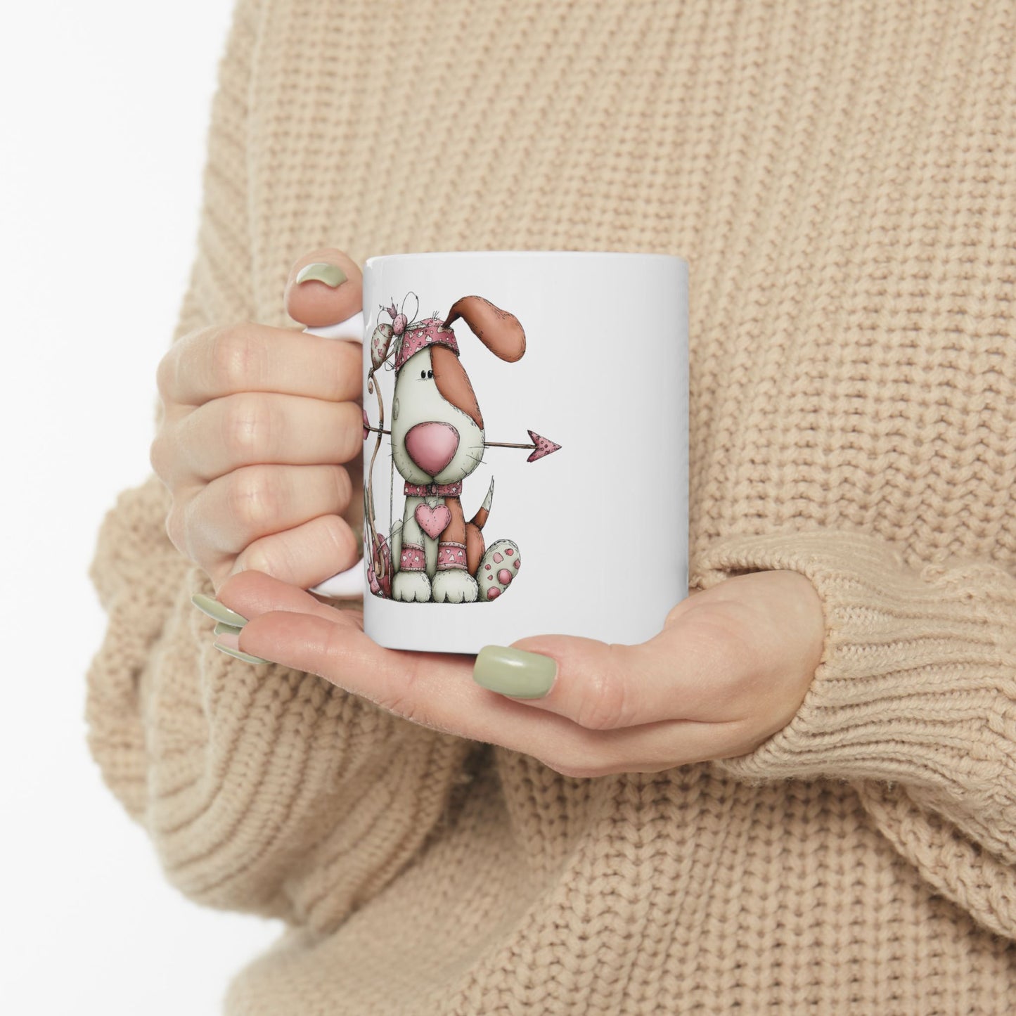 Puppy Love Valentine Mug Cute Dog Design Cozy Love Illustration Coffee Cup (11oz & 15oz)
