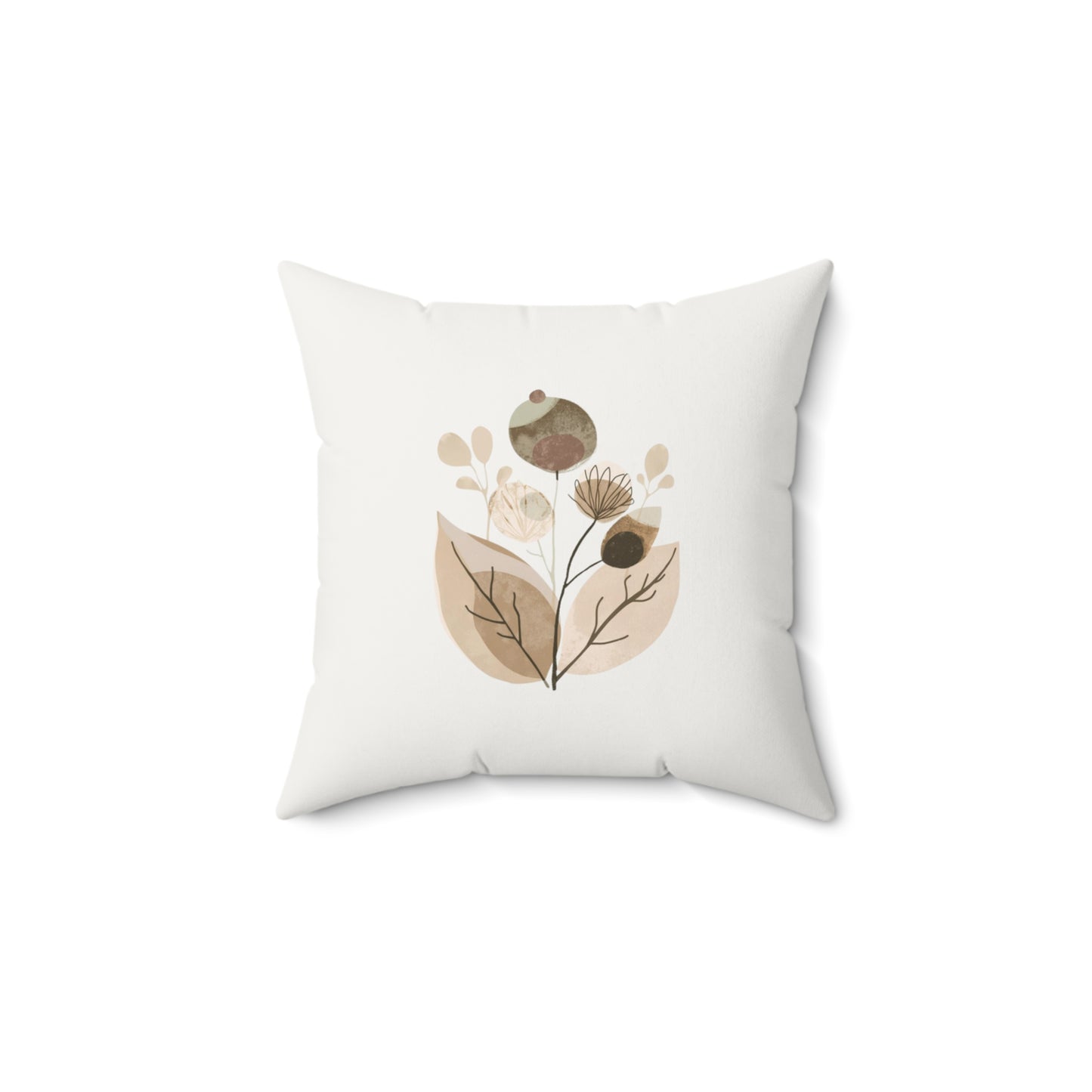 Minimalist Botanical Throw Pillow - Quiet Botanicals No. 12 — Neutral Watercolor Wildflowers Square Throw Pillow