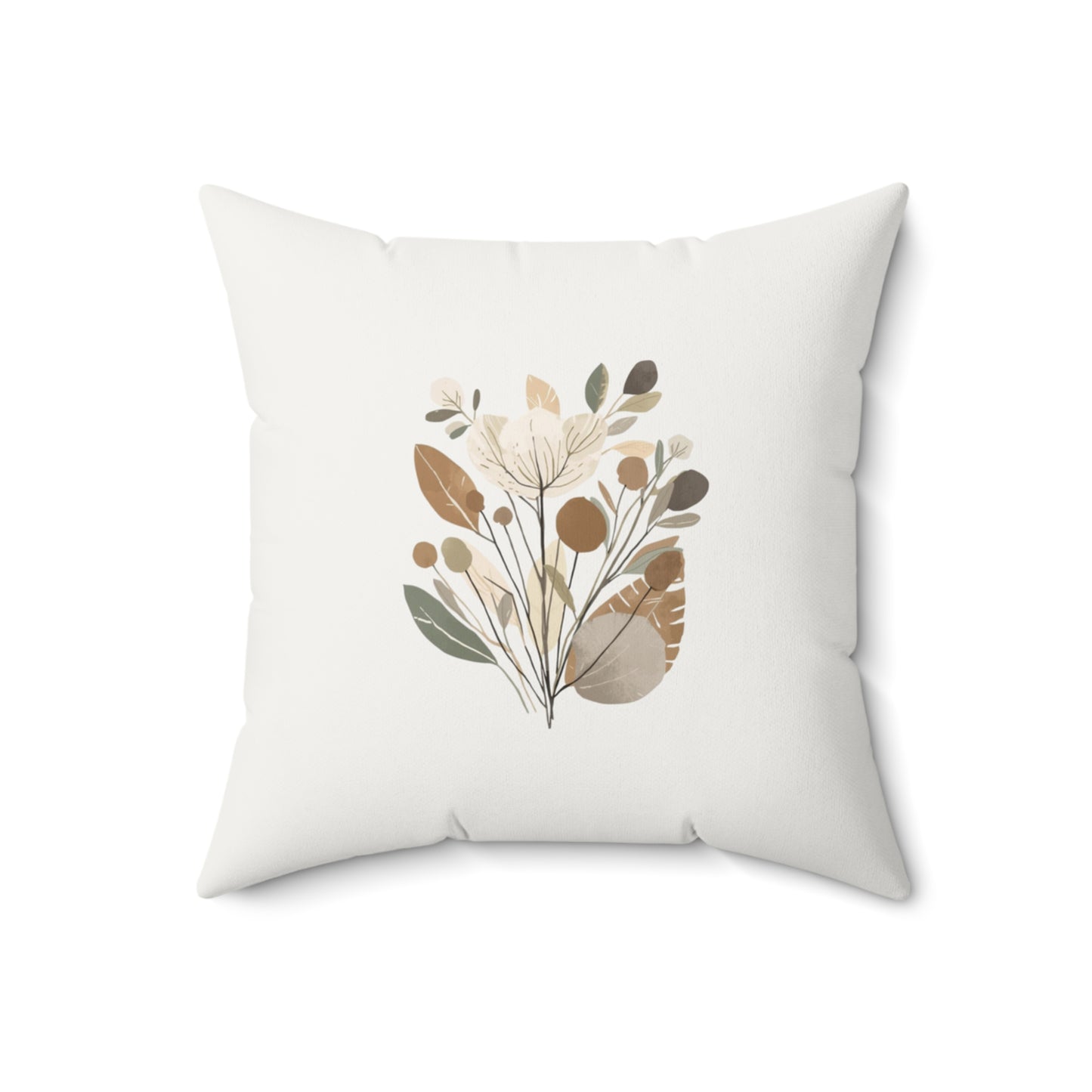 Minimalist Botanical Throw Pillow - Quiet Botanicals No. 7 — Neutral Watercolor Wildflowers Square Throw Pillow