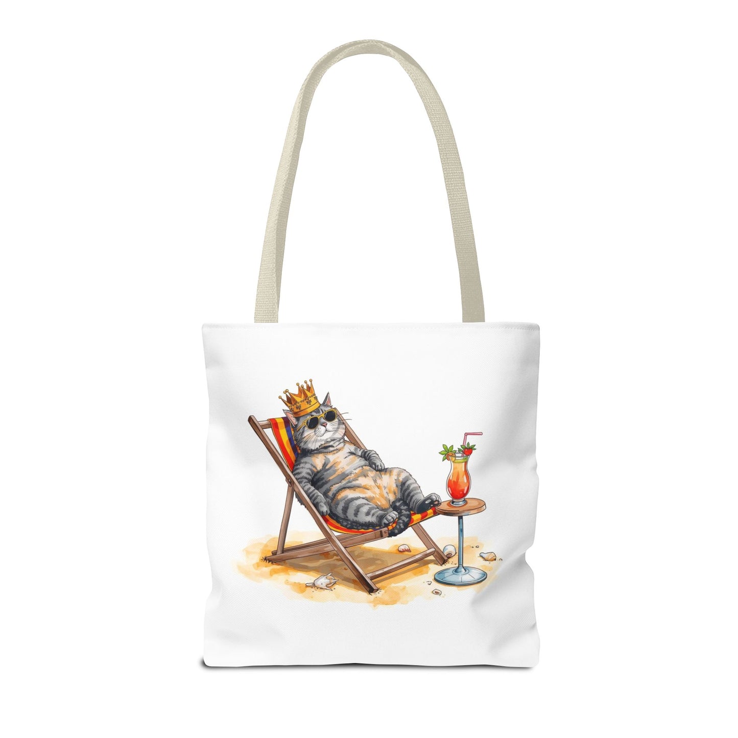 Living the Good Life Cat Playful Animal Illustration Cotton Canvas Tote Bag
