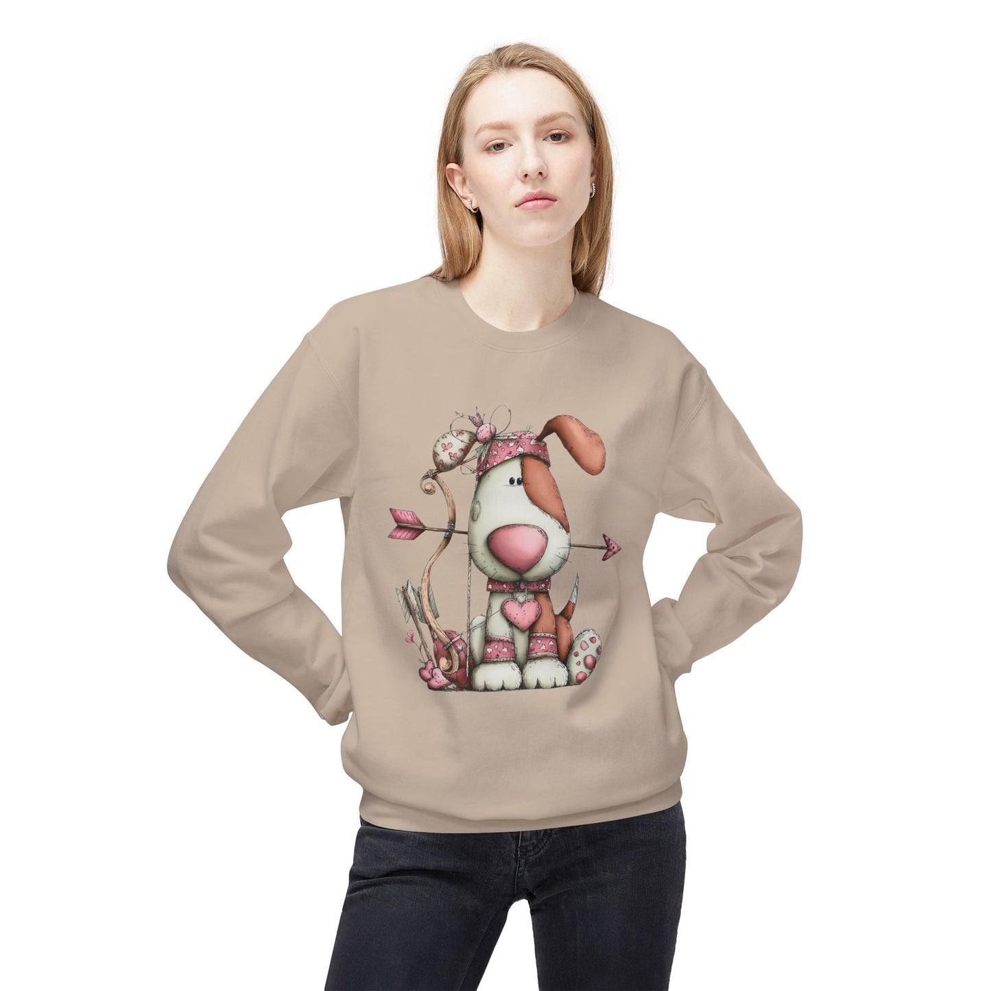 Cupid Puppy Valentine Sweatshirt Cute Dog Design Cozy Love Illustration