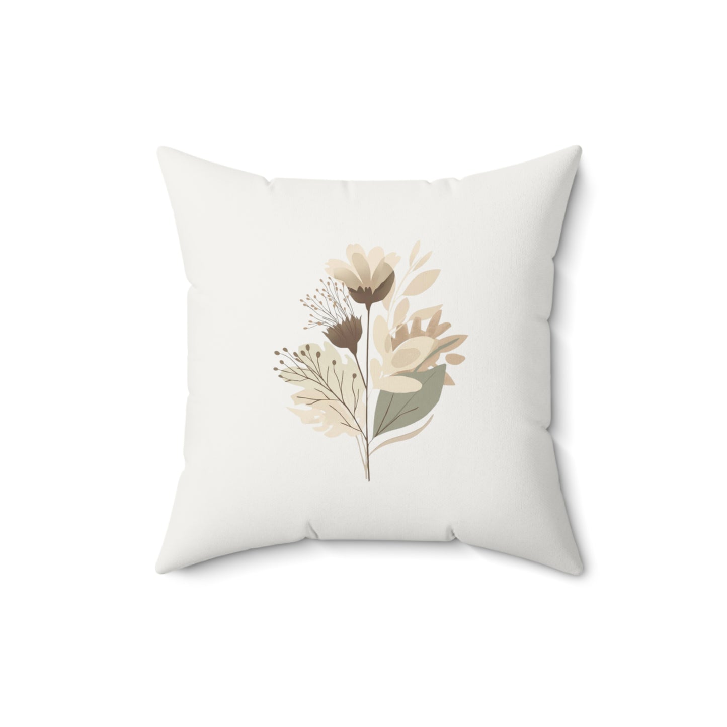 Minimalist Botanical Throw Pillow - Quiet Botanicals No. 1 — Neutral Watercolor Wildflowers Square Throw Pillow