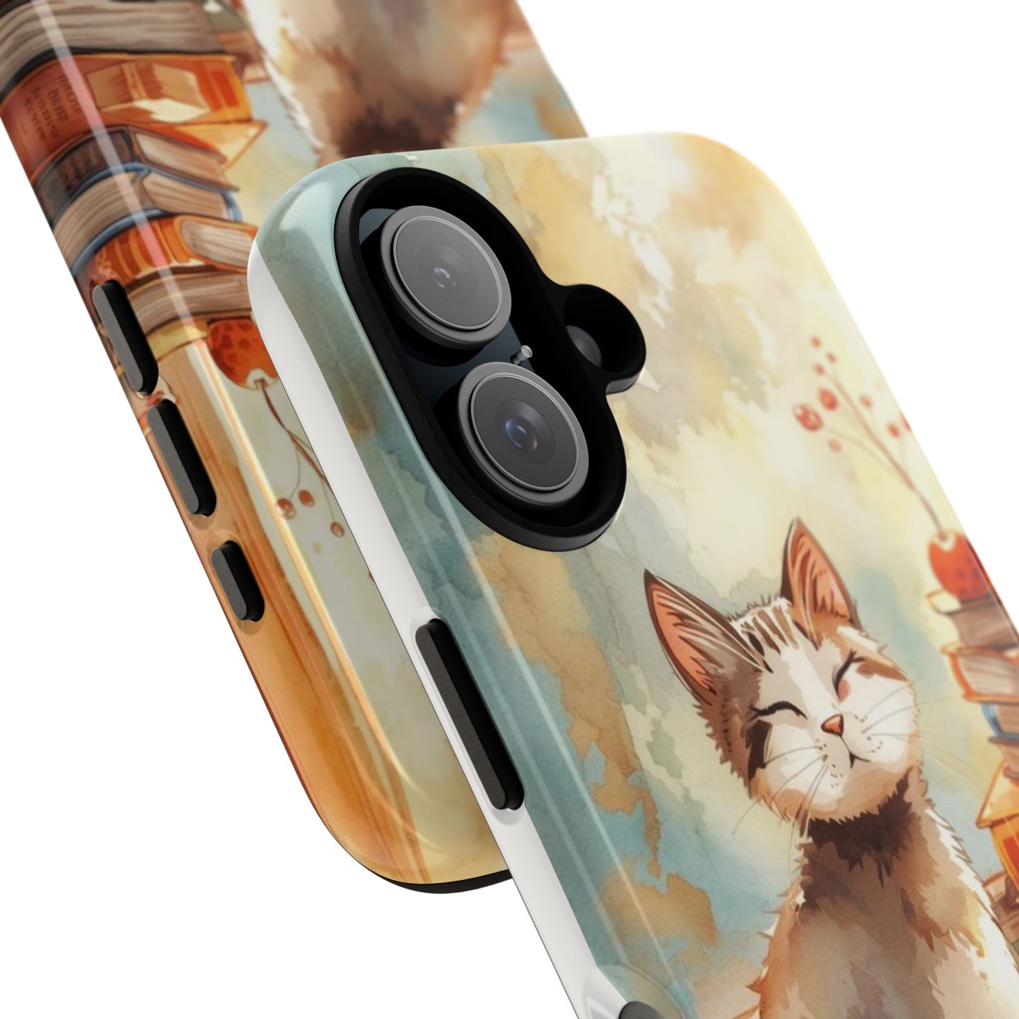 Cozy Cat with Books Tough Protective iPhone Case