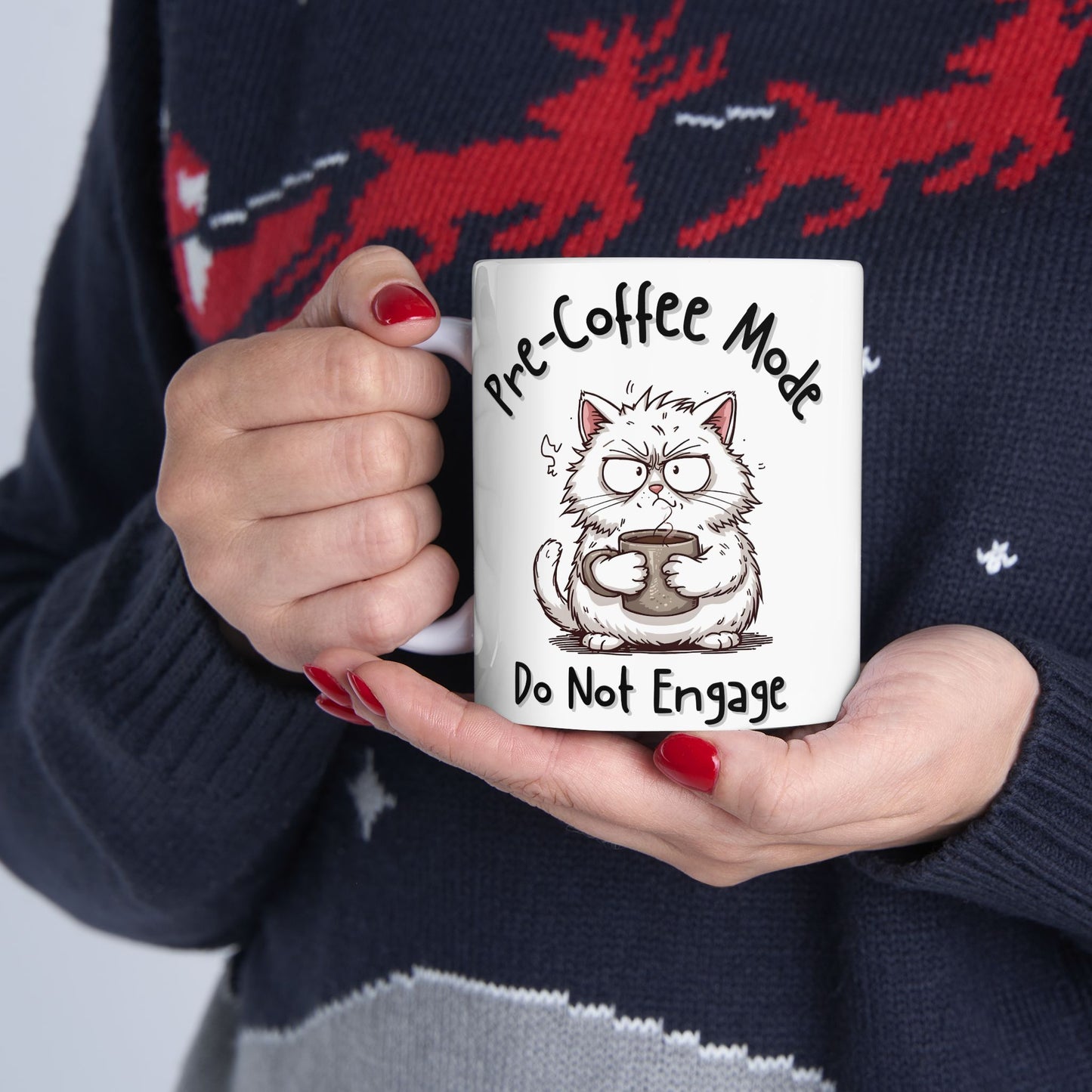 Pre-Coffee Mode Do Not Engage Sarcastic Coffee Mug - Ceramic Coffee Cup (11oz, 15oz)