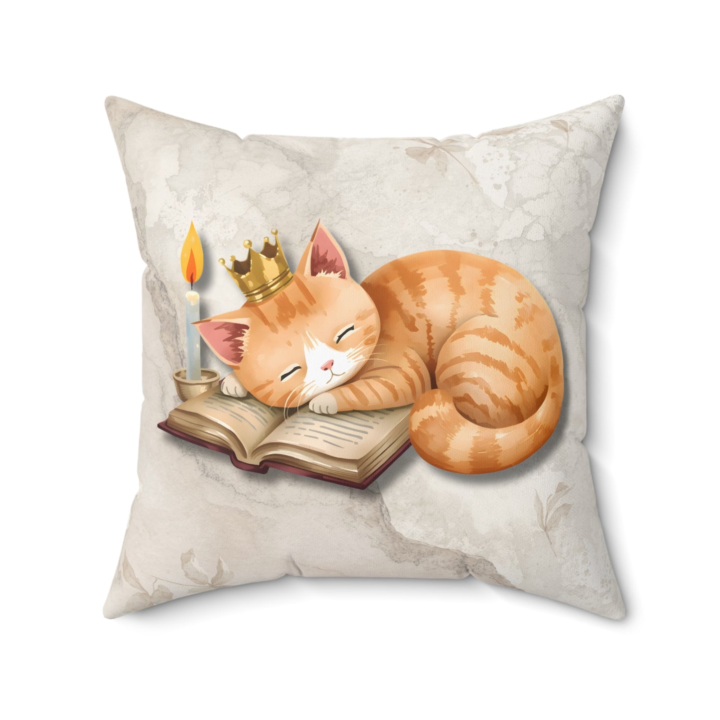 Once Upon a Nap Storytime Sleeping Ginger Cat Lover Gift Decorative Throw Pillow