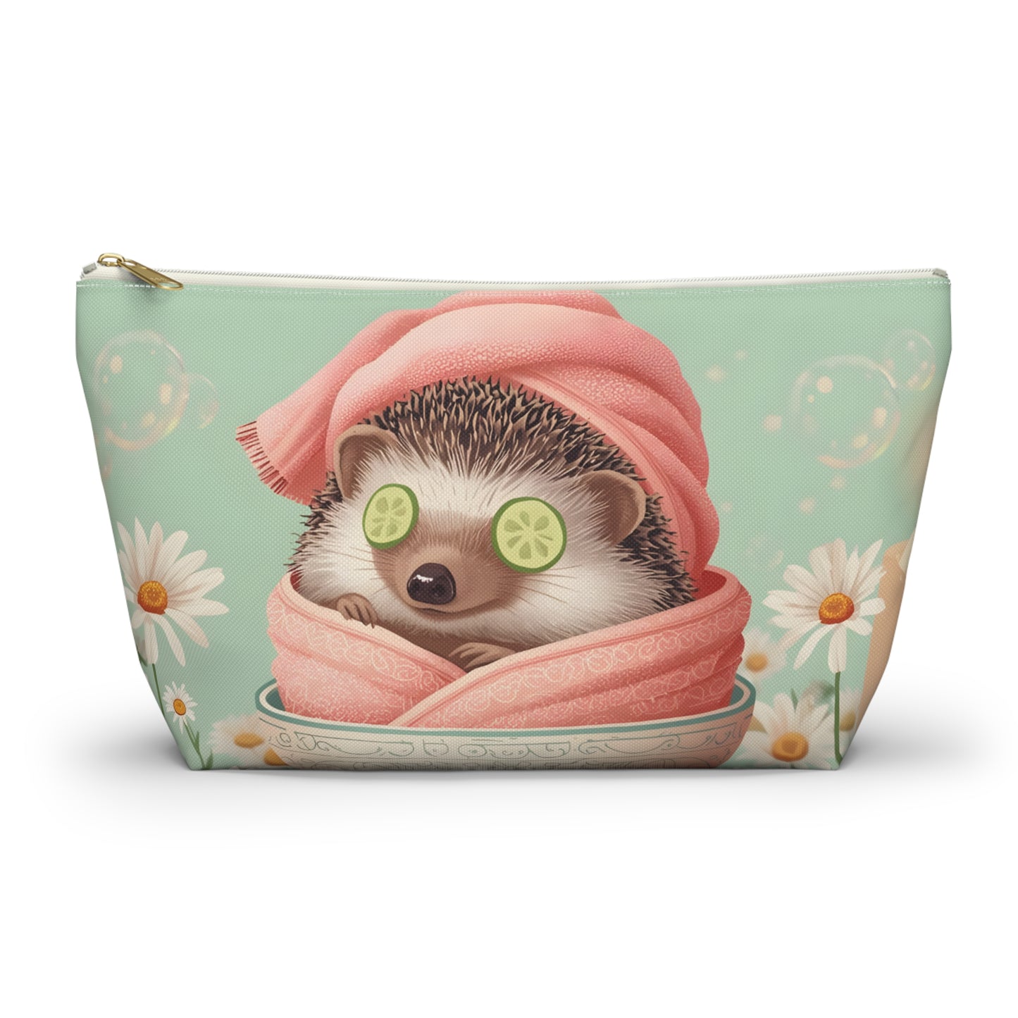Hedgehog Spa Day Cosmetic Pouch | Cute Makeup Bag
