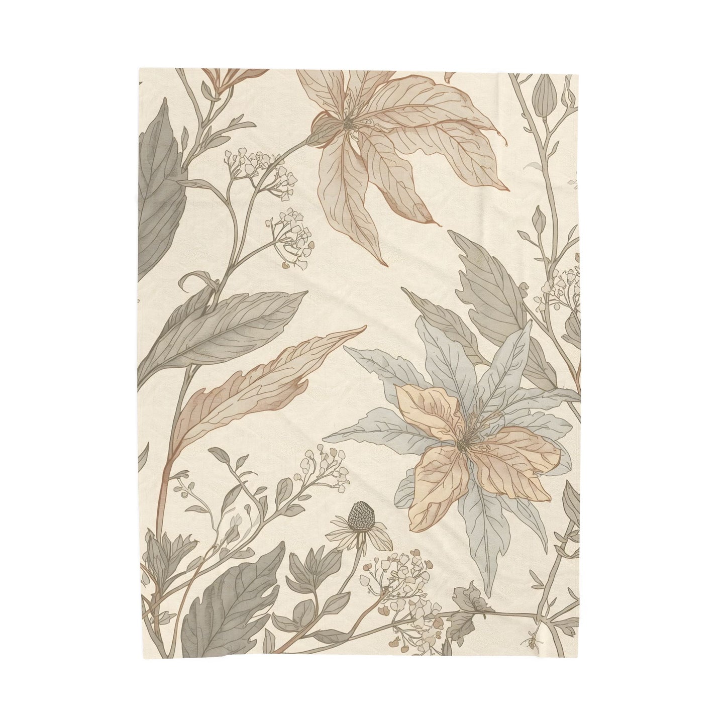 Botanical Calm Velveteen Throw Blanket