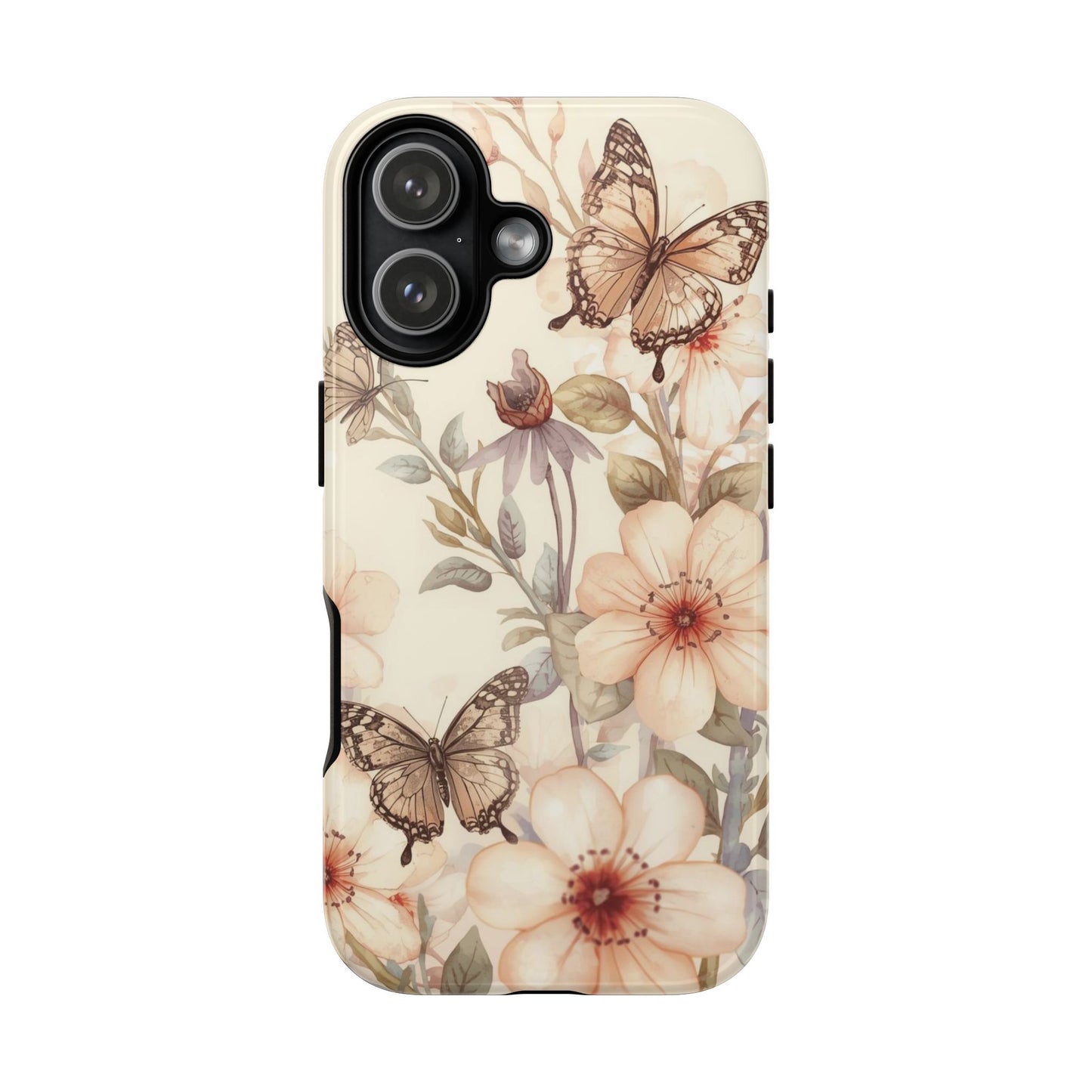 Soft Butterfly & Floral Illustration Tough Protective iPhone Cover