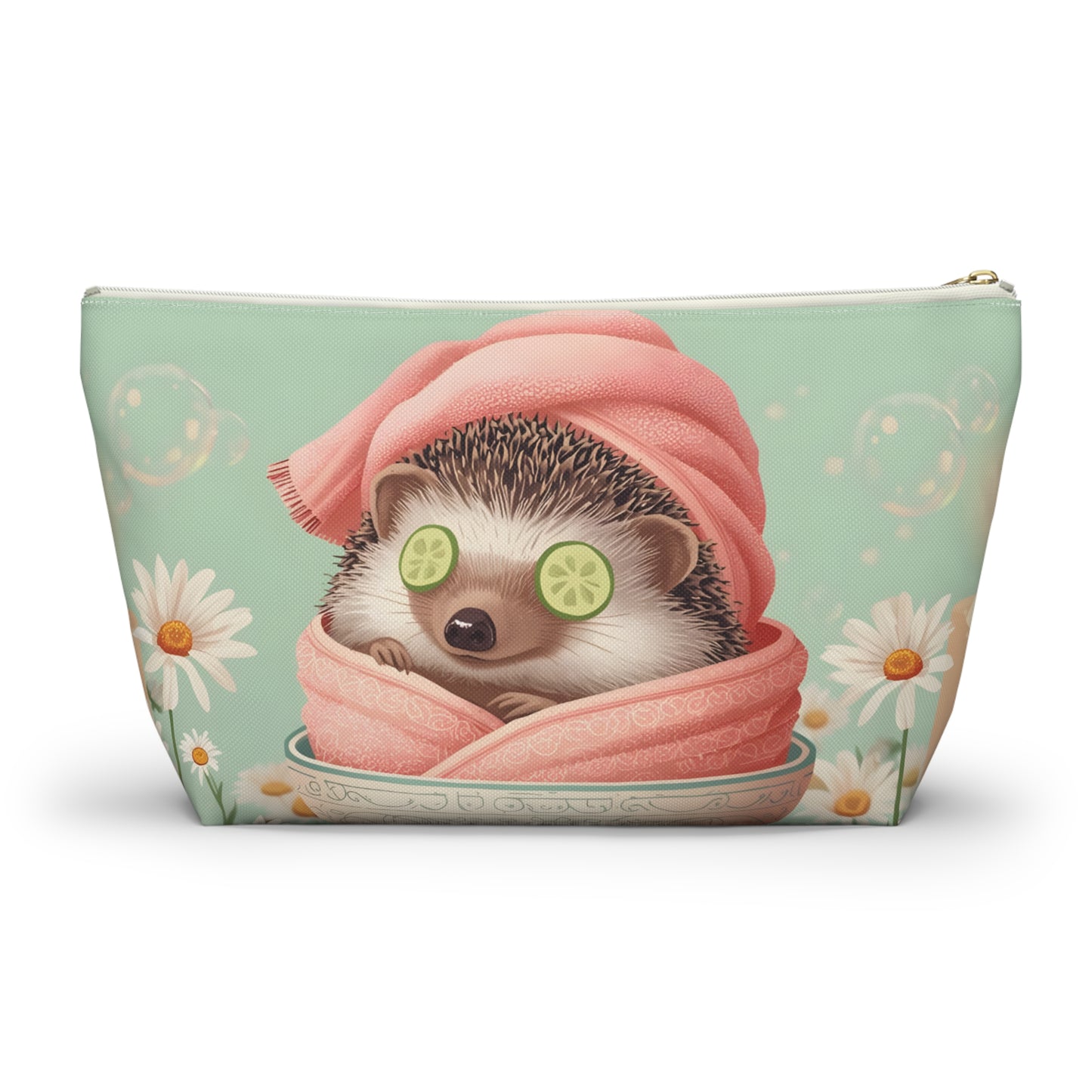 Hedgehog Spa Day Cosmetic Pouch | Cute Makeup Bag