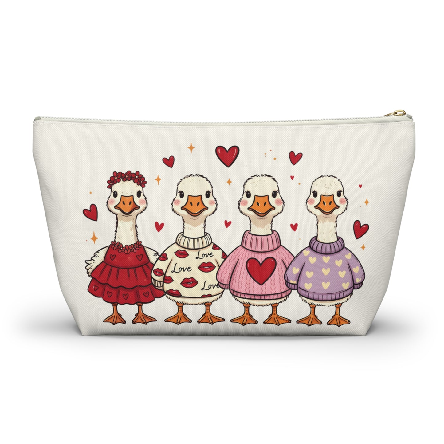 Love Is in the Flock Goose Valentine Makeup Bag Cosmetic Pouch