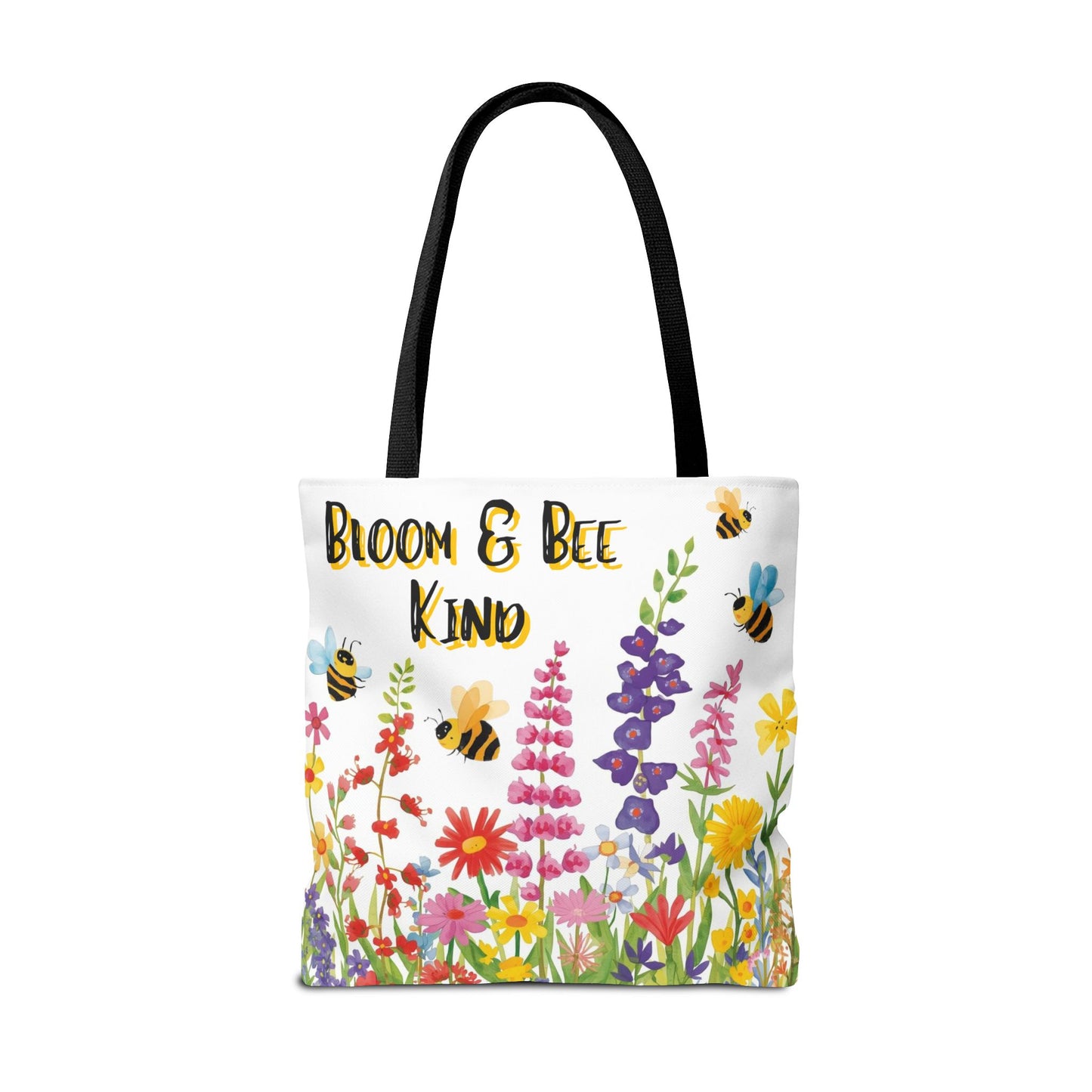 Bloom & Bee Kind Floral Bee Illustration Cotton Canvas Tote Bag