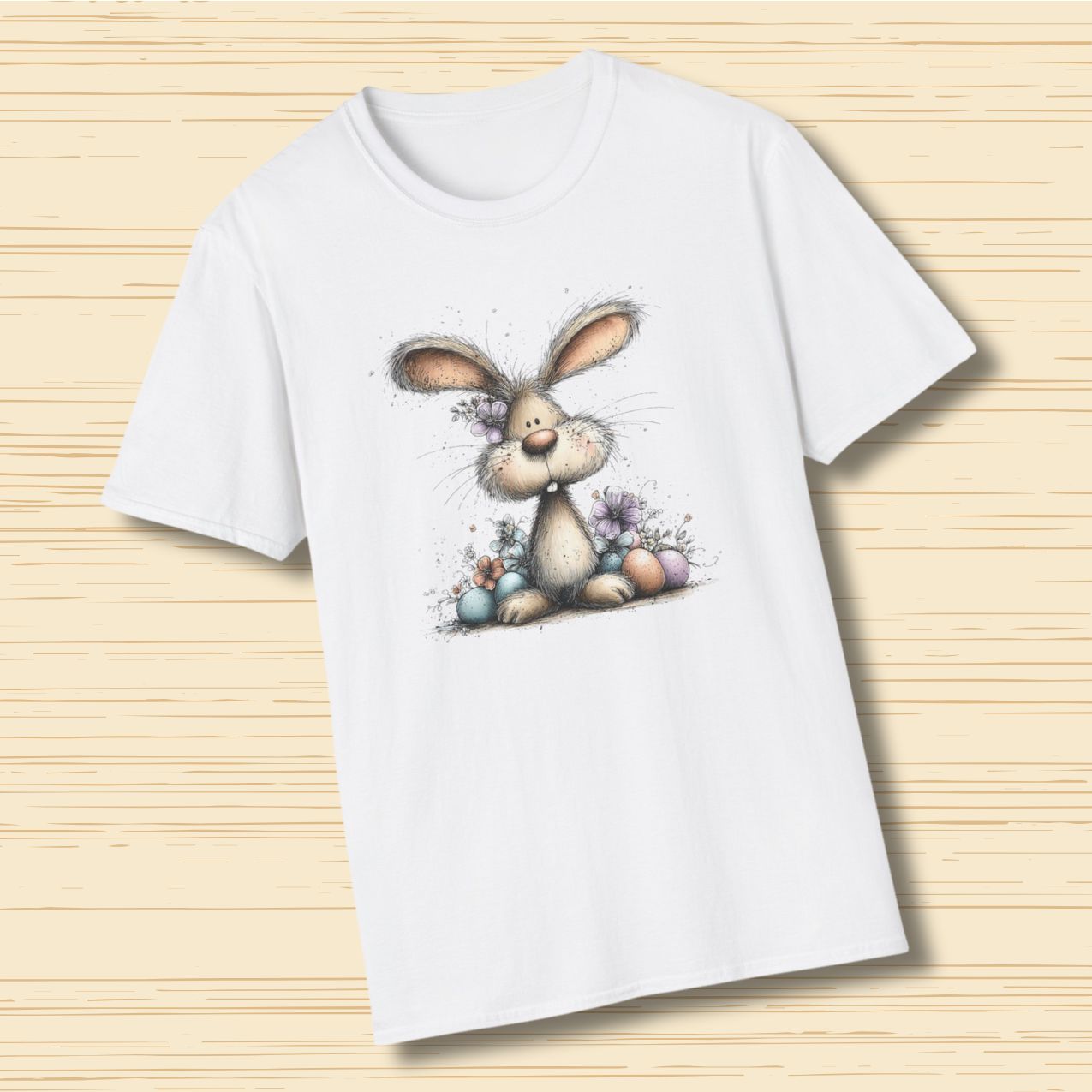 Cute Spring Easter Bunny T-Shirt – Soft Playful Illustration