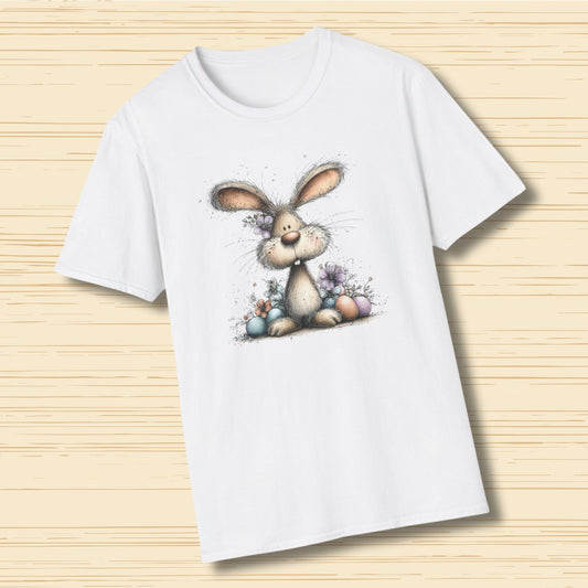 Cute Spring Easter Bunny T-Shirt – Soft Playful Illustration