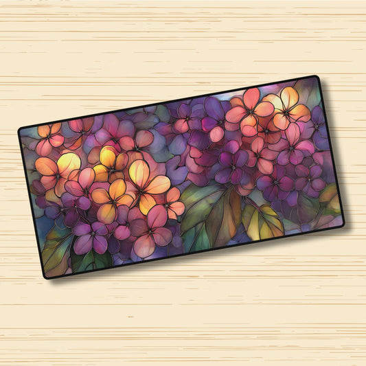 Floral Desk Mat – Stained Glass Style Extended Mouse Pad