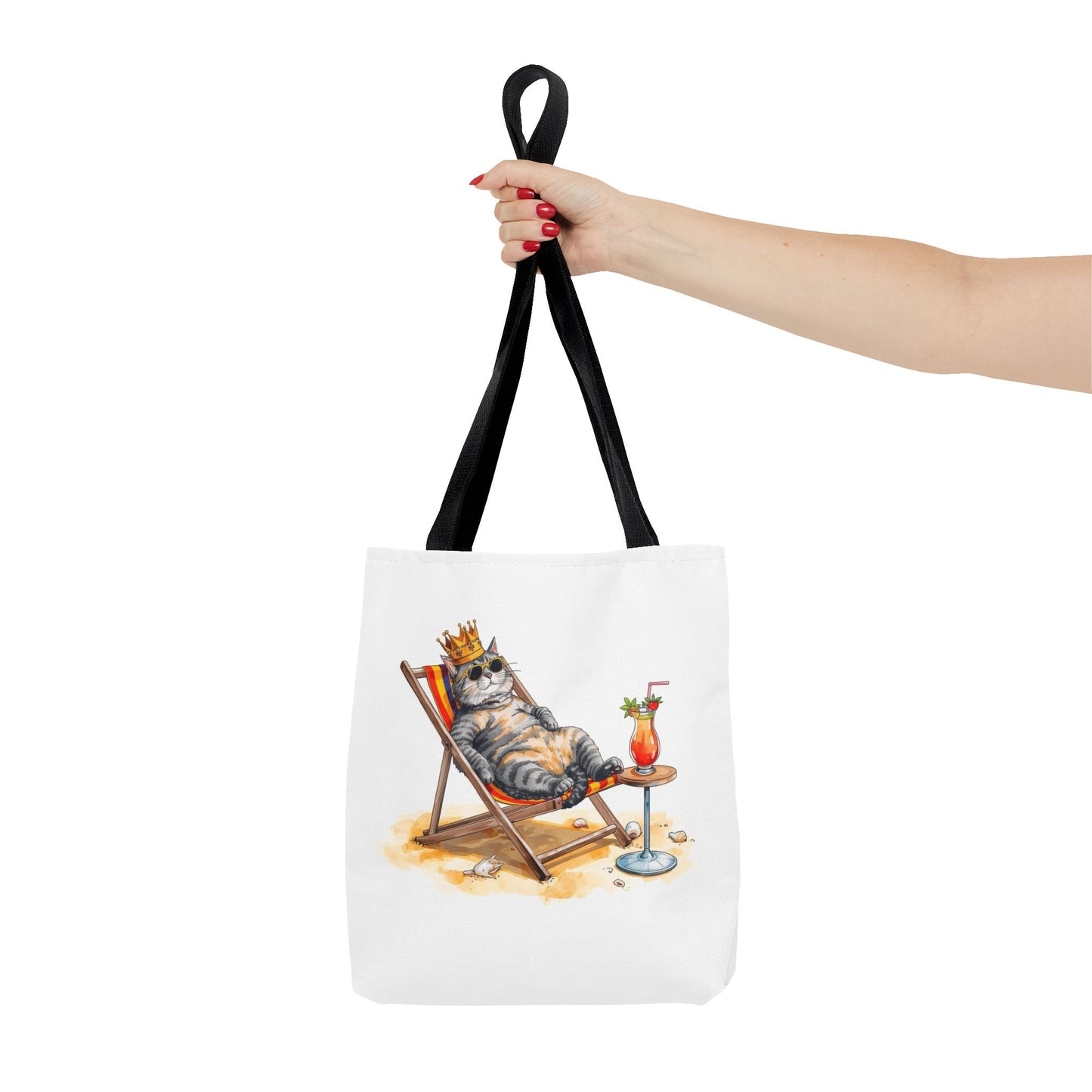 Living the Good Life Cat Playful Animal Illustration Cotton Canvas Tote Bag