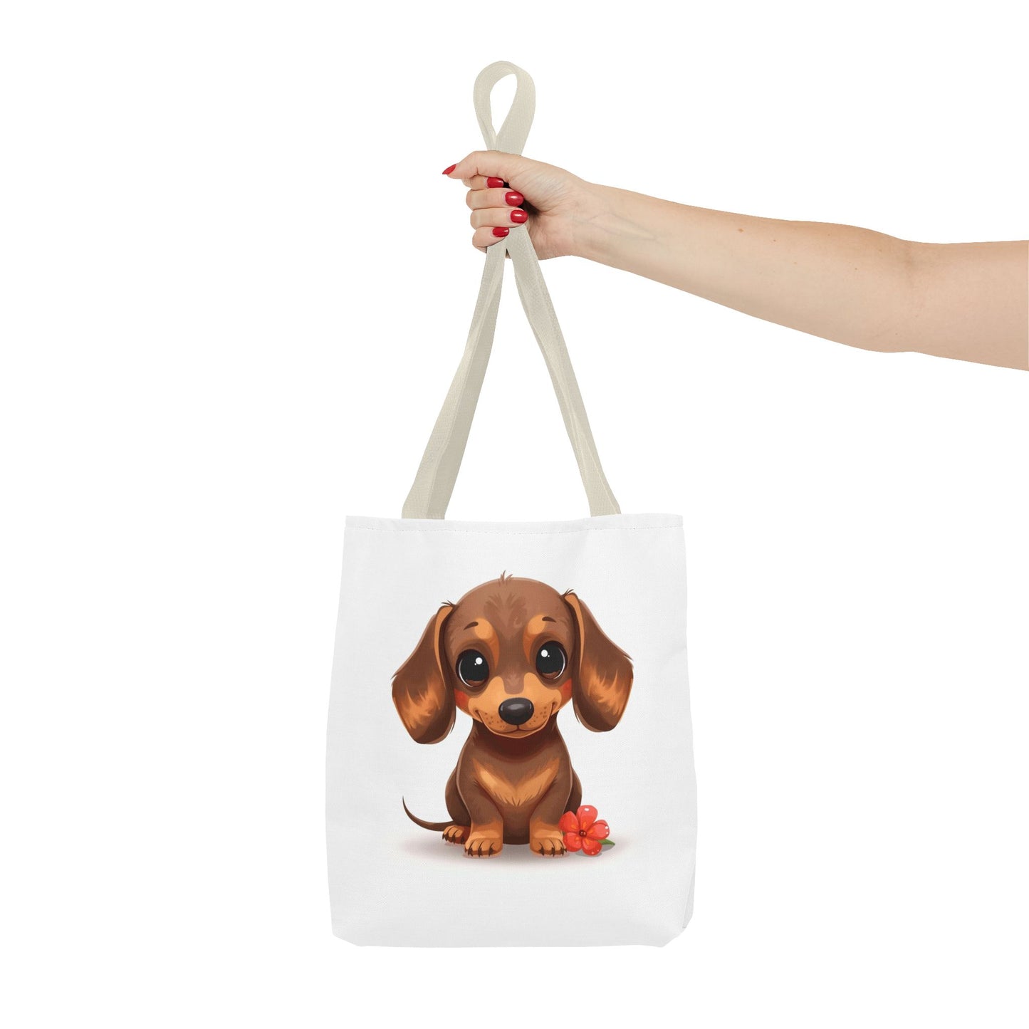 Charming Dachshund Cute Sausage Dog Illustration Cotton Canvas Tote Bag