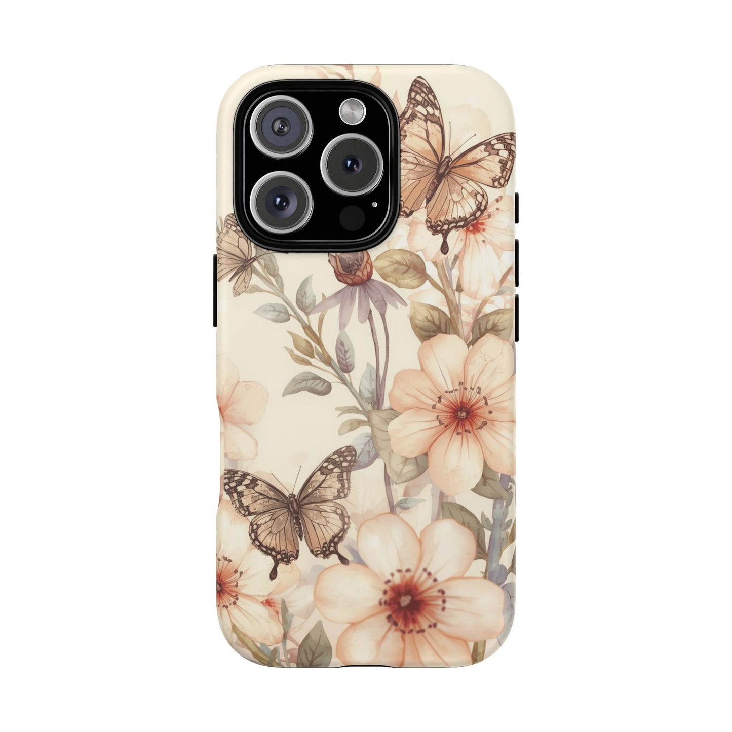 Soft Butterfly & Floral Illustration Tough Protective iPhone Cover