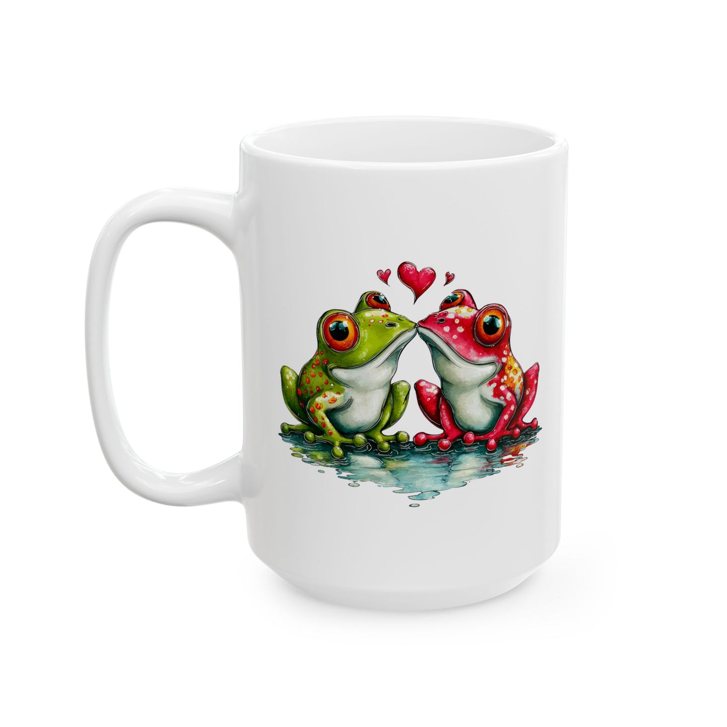 Toadally in Love Kissing Frogs Ceramic Mug - Vibrant Colorful Animal Coffee Cup (11oz & 15oz)