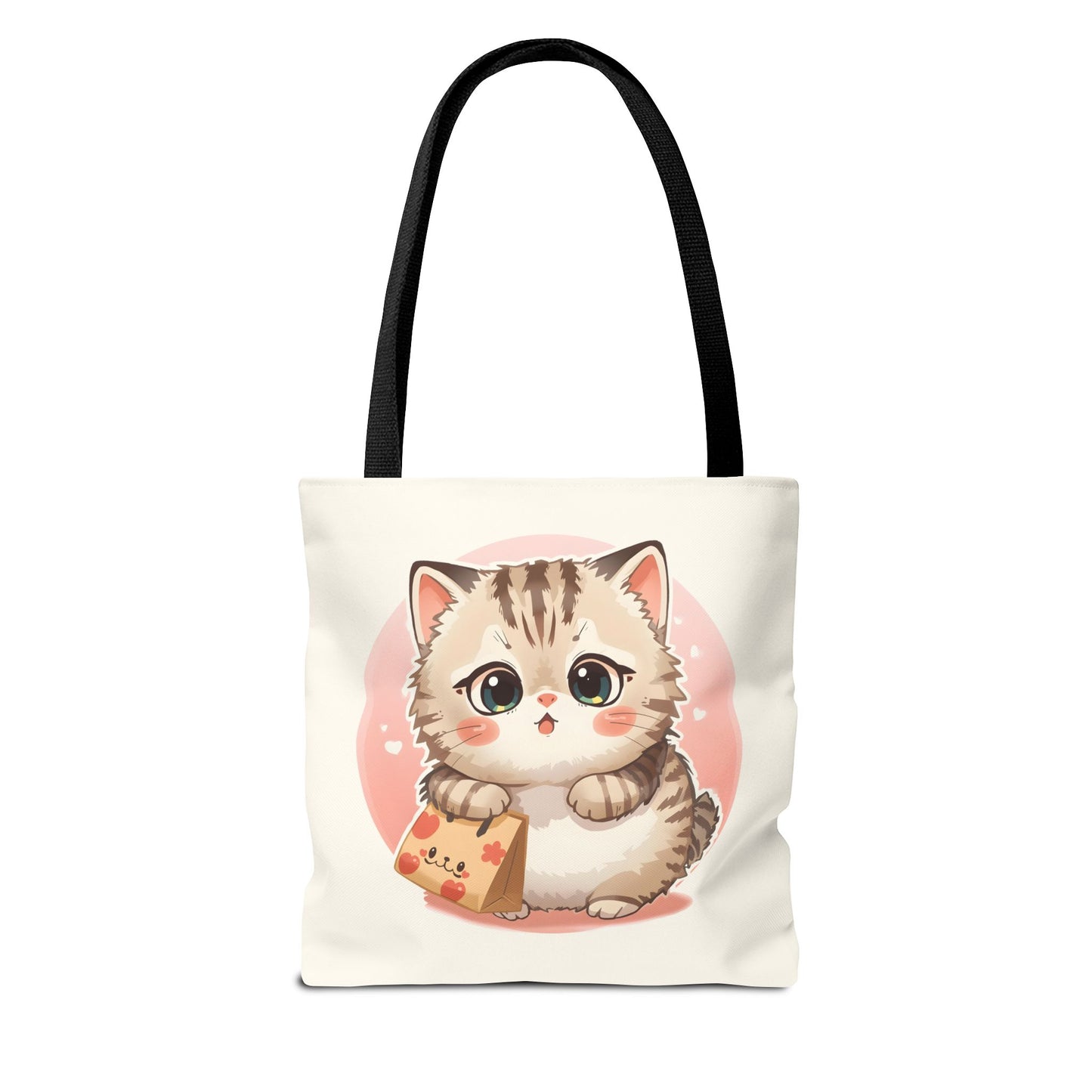 Cute Kitten Shopping Adorable Cat Illustration Cotton Canvas Tote Bag