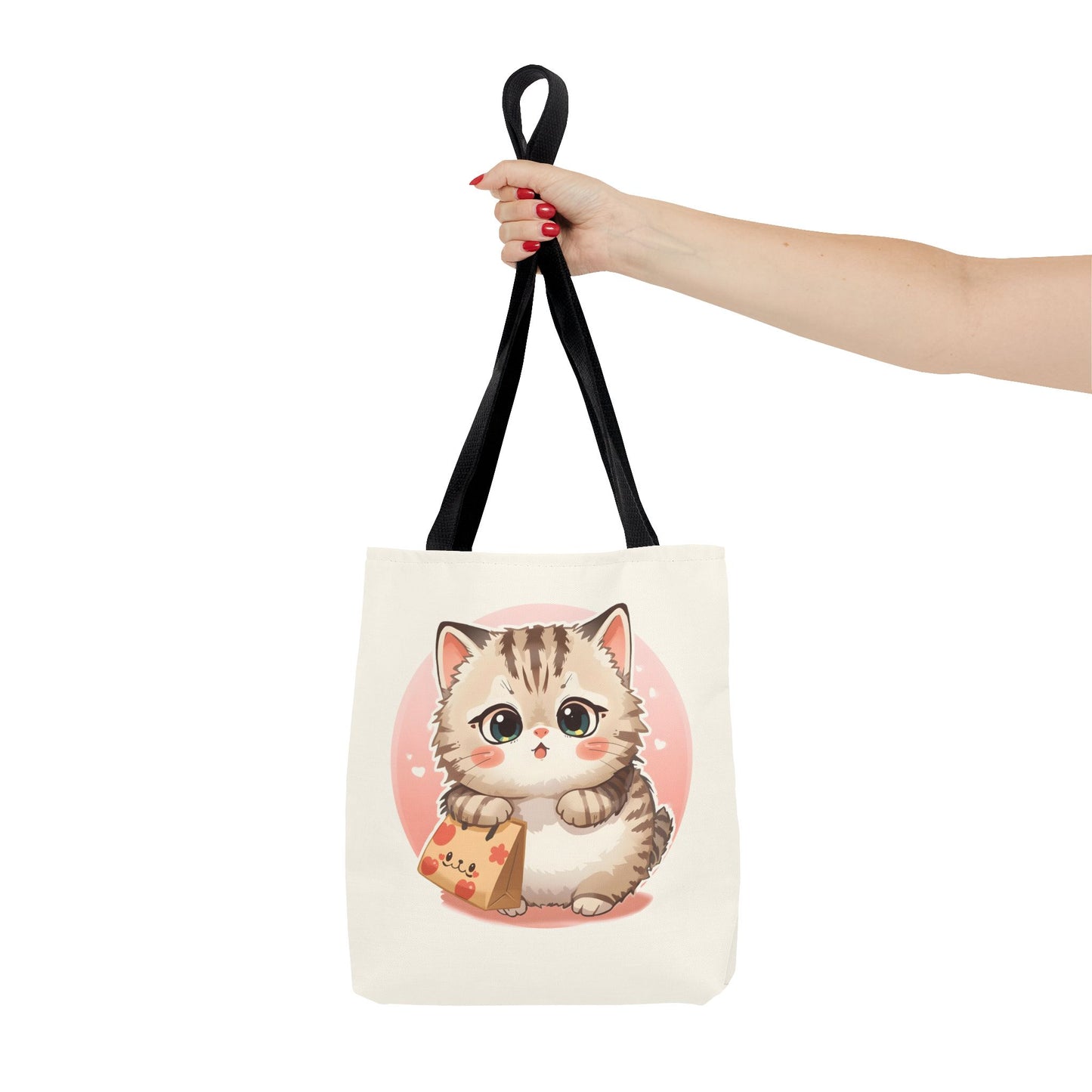 Cute Kitten Shopping Adorable Cat Illustration Cotton Canvas Tote Bag