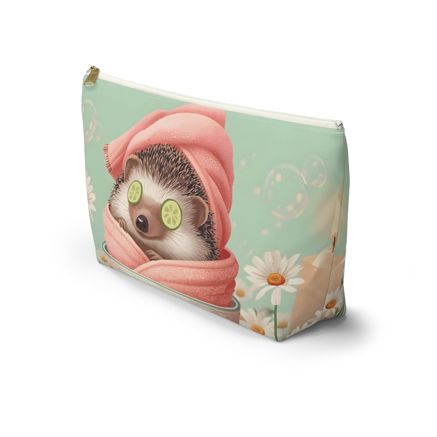 Hedgehog Spa Day Cosmetic Pouch | Cute Makeup Bag