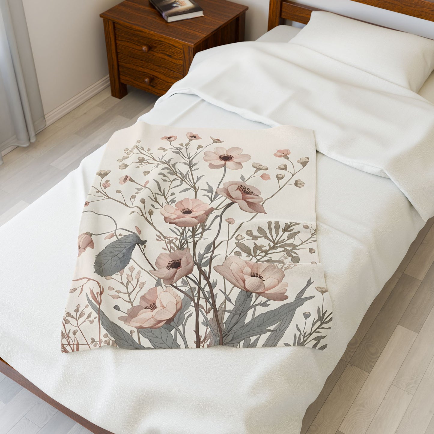 Soft Meadow Floral Velveteen Throw Blanket