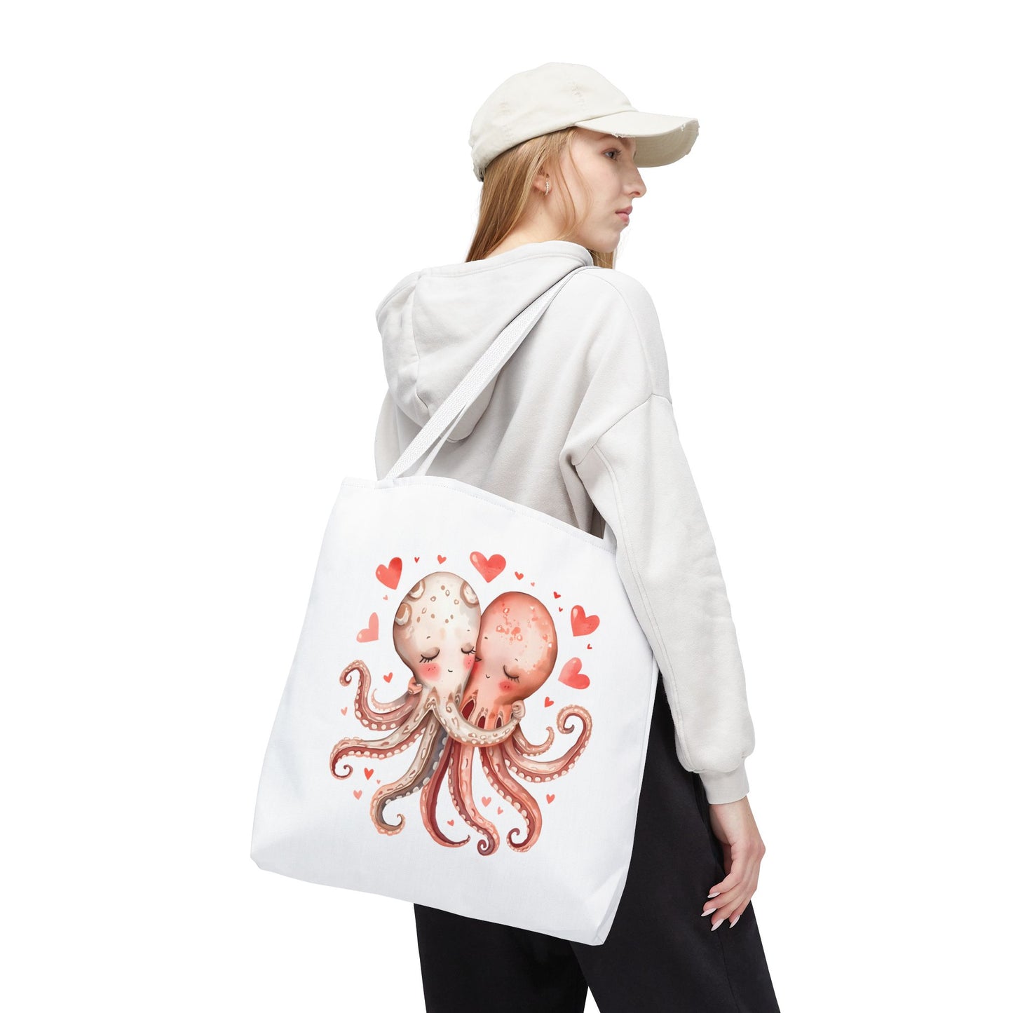 Stuck on You Too Octopus Tote Bag Cute Romantic Ocean Carryall