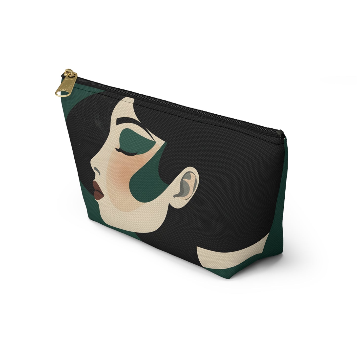Emerald Profile Modern Silhouette Makeup Bag | Cosmetic Pouch