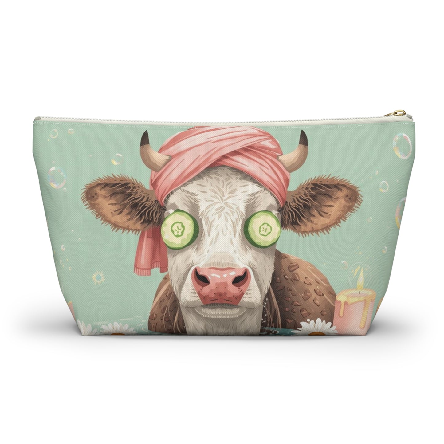 Cow Spa Day Cosmetic Pouch | Cute Makeup Bag